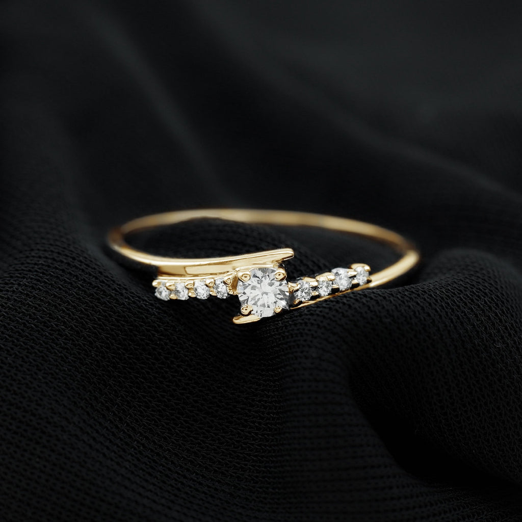 Round Cut Moissanite Promise Ring with Bypass Shank