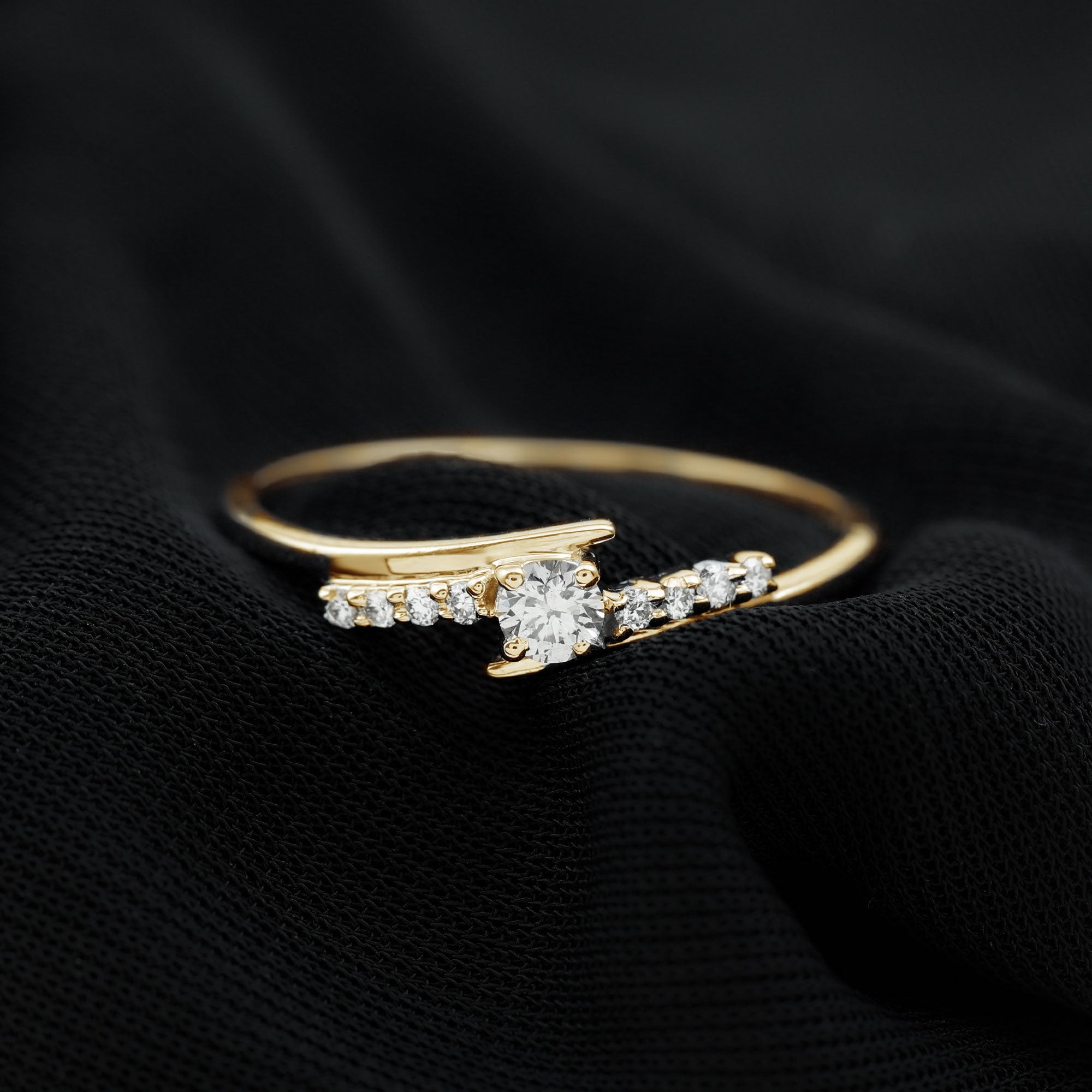 Round Cut Moissanite Promise Ring with Bypass Shank