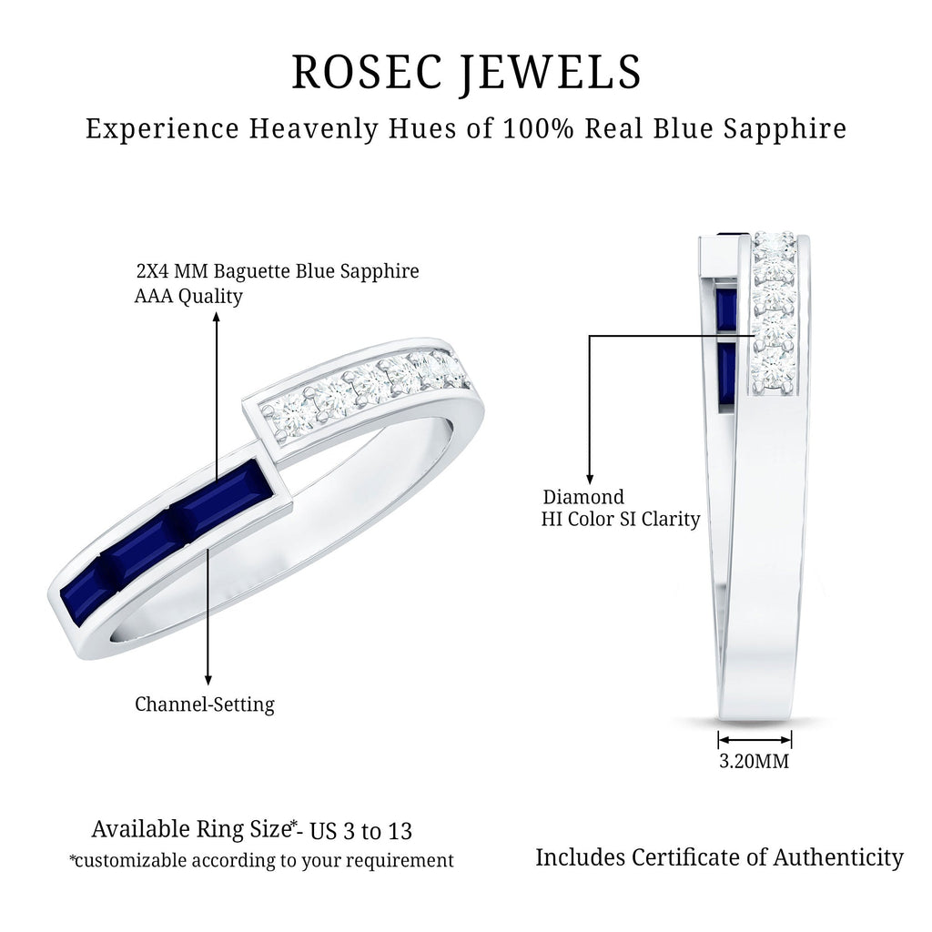 Blue Sapphire and Diamond Band Ring