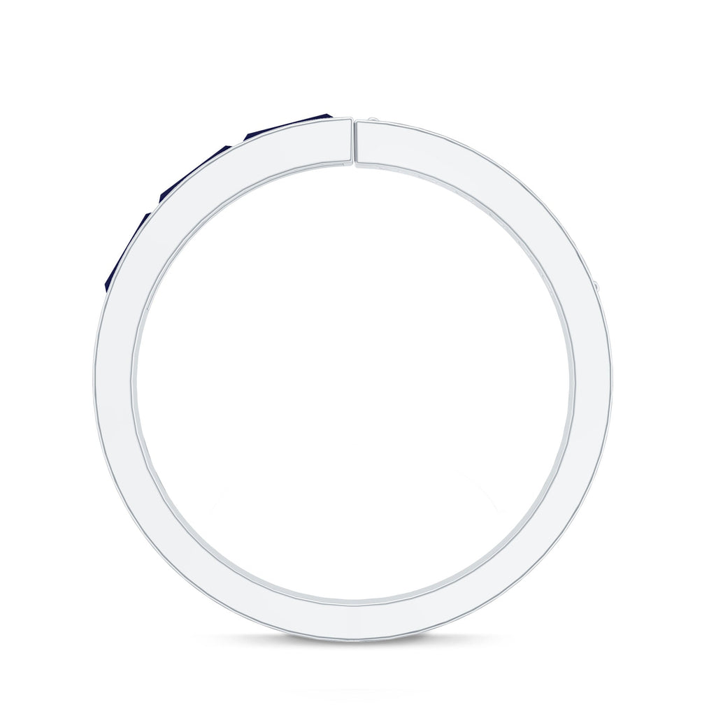 Blue Sapphire and Diamond Band Ring