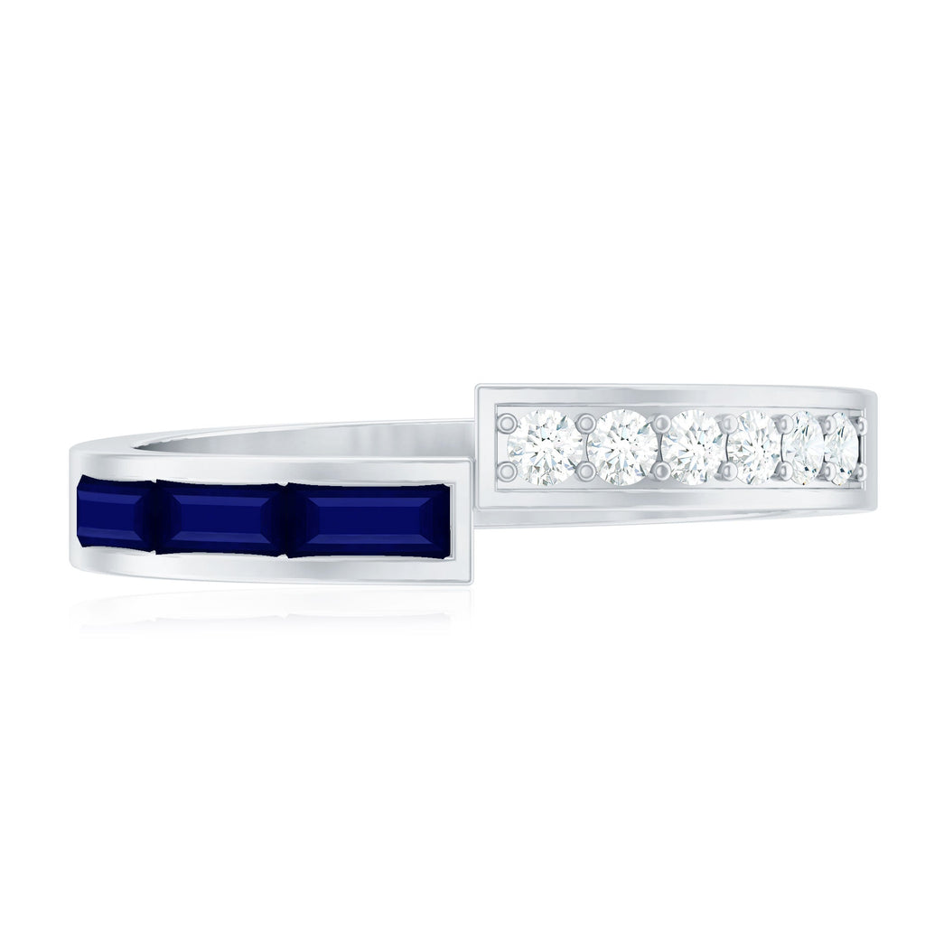 Blue Sapphire and Diamond Band Ring