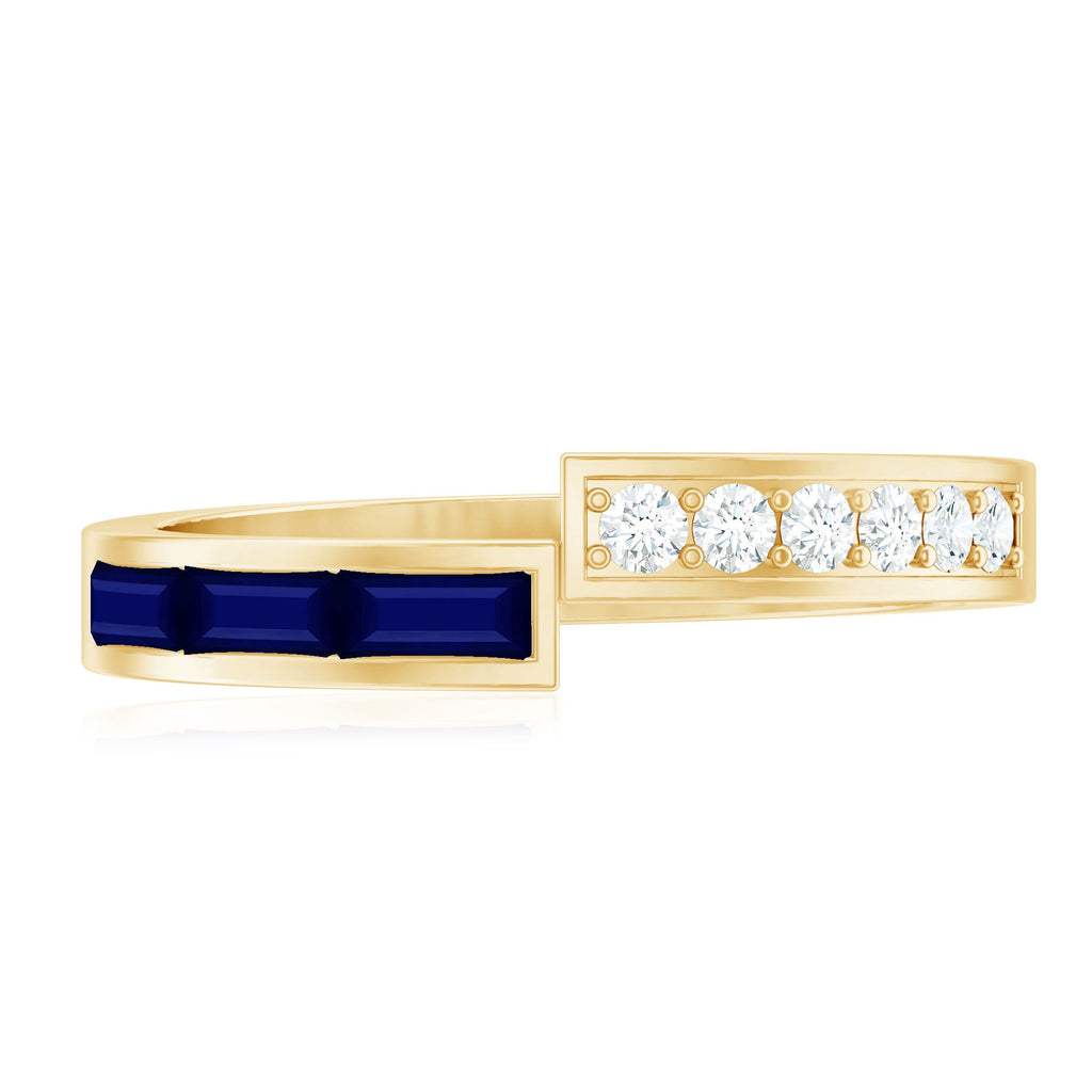 Blue Sapphire and Diamond Band Ring