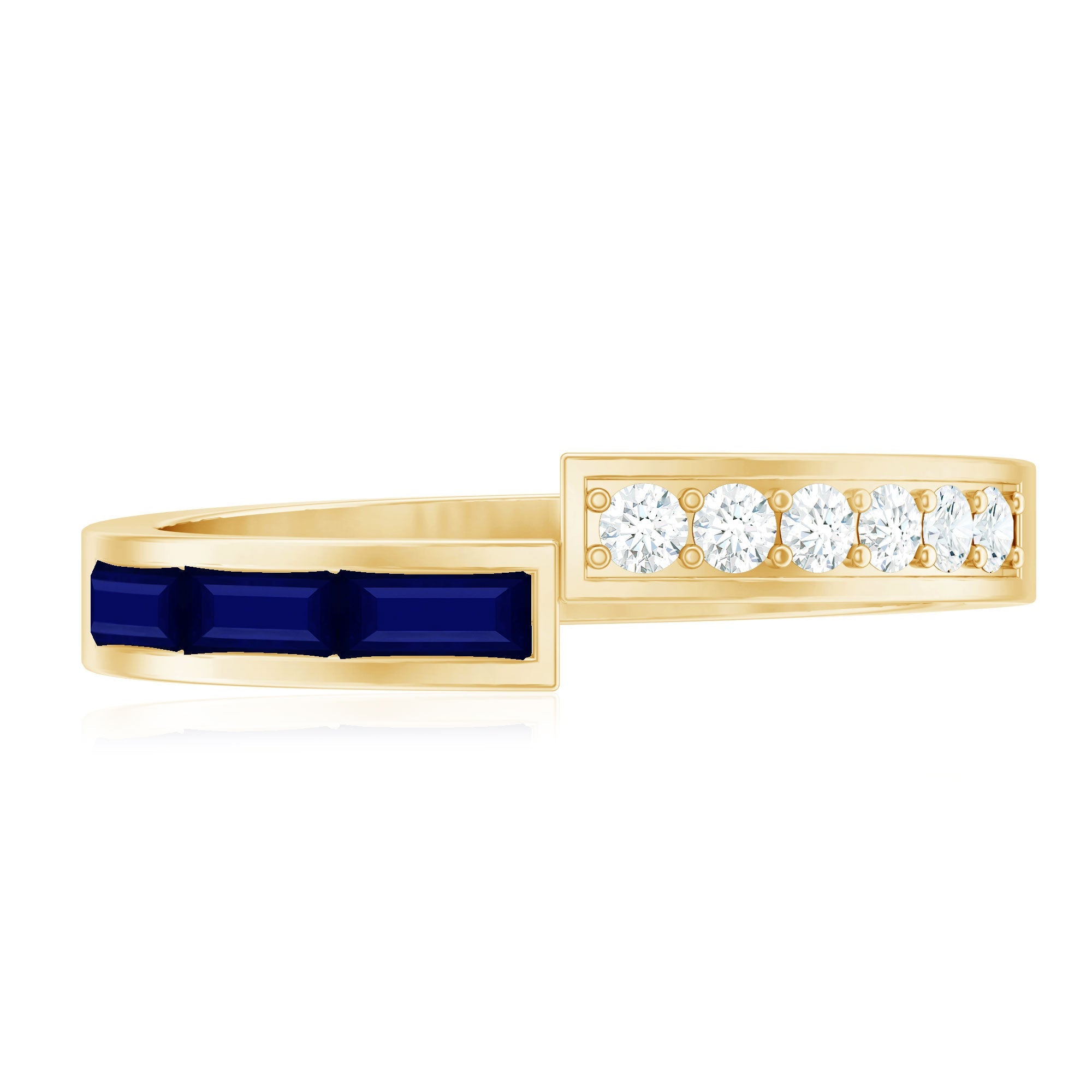 Blue Sapphire and Diamond Band Ring