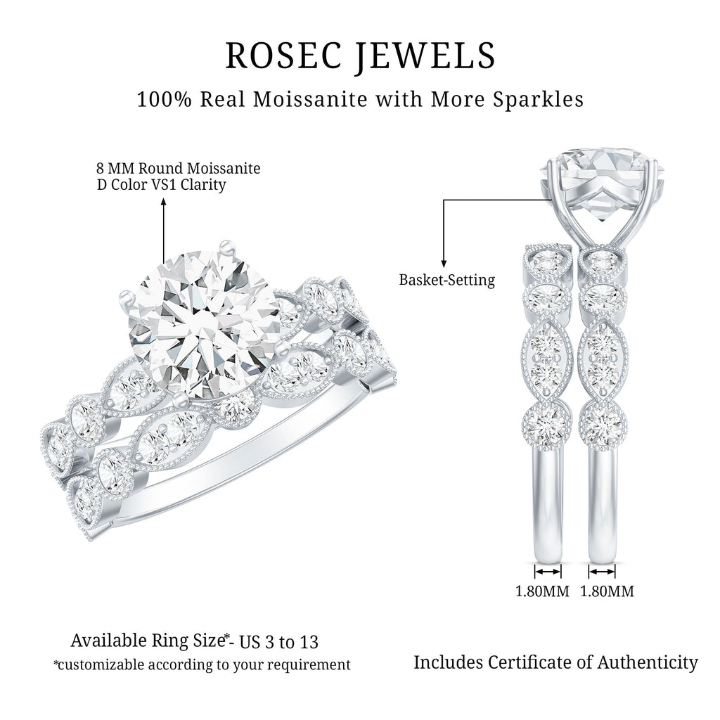 2.50 CT Brilliant Cut Moissanite Bridal Ring Set