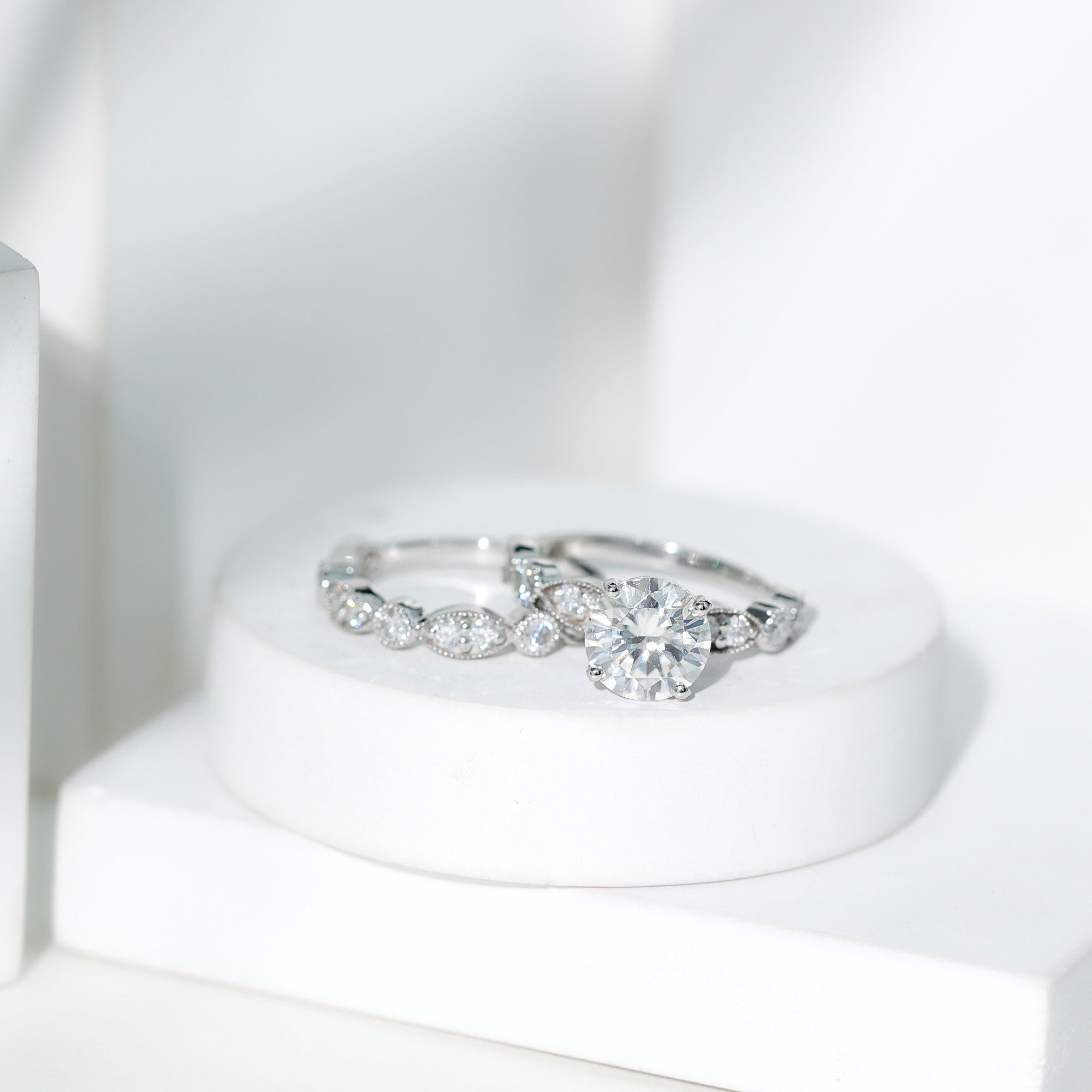 2.50 CT Brilliant Cut Moissanite Bridal Ring Set