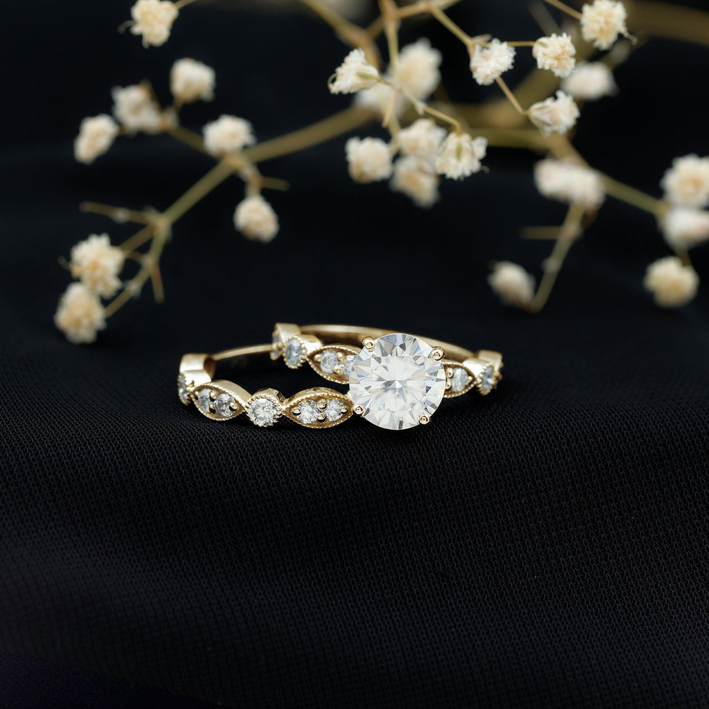 2.50 CT Brilliant Cut Moissanite Bridal Ring Set