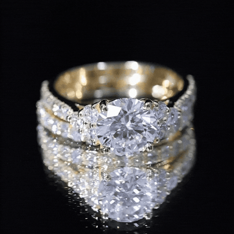 Certified Moissanite 8MM Engagement Ring with Stackable Band