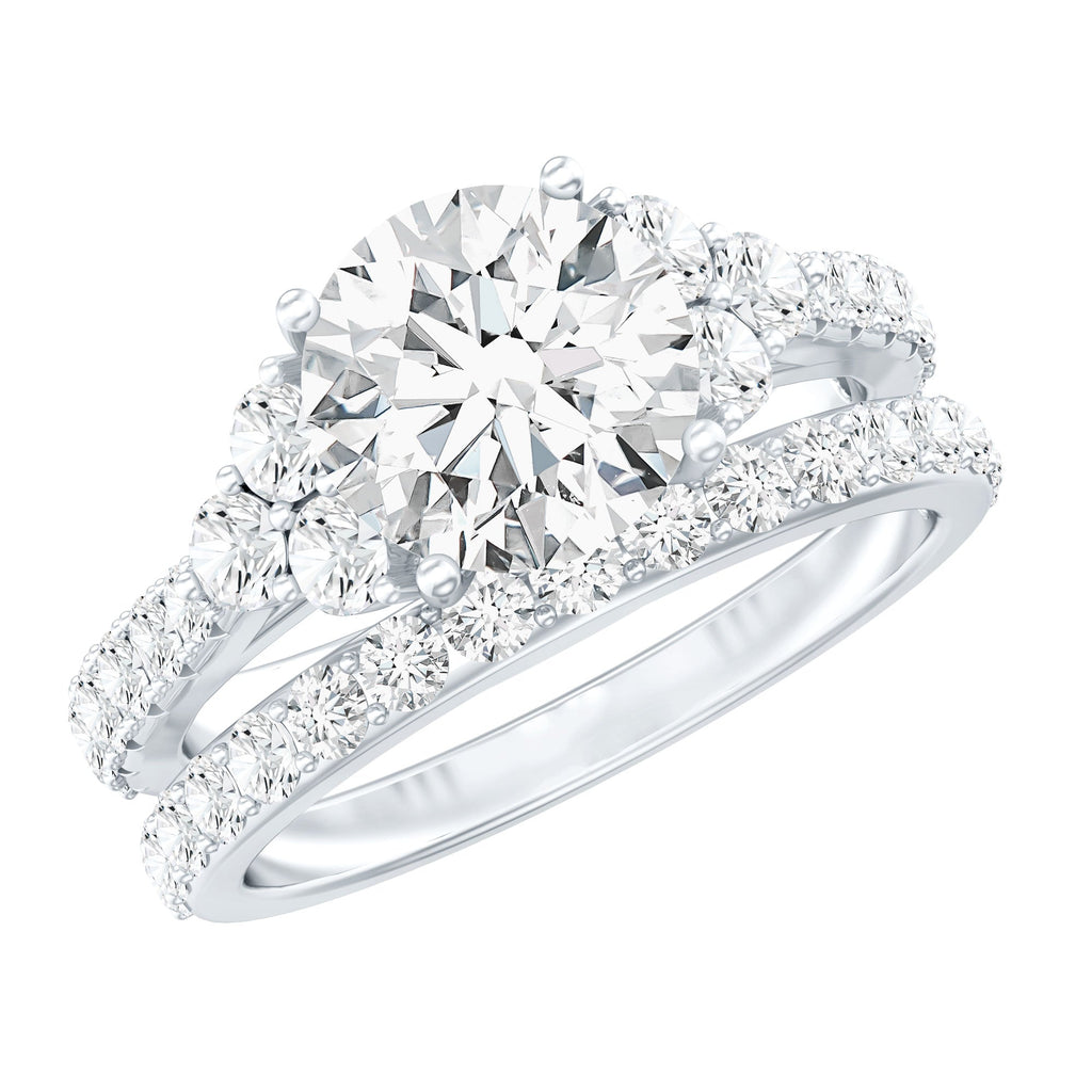 Certified Moissanite 8MM Engagement Ring with Stackable Band