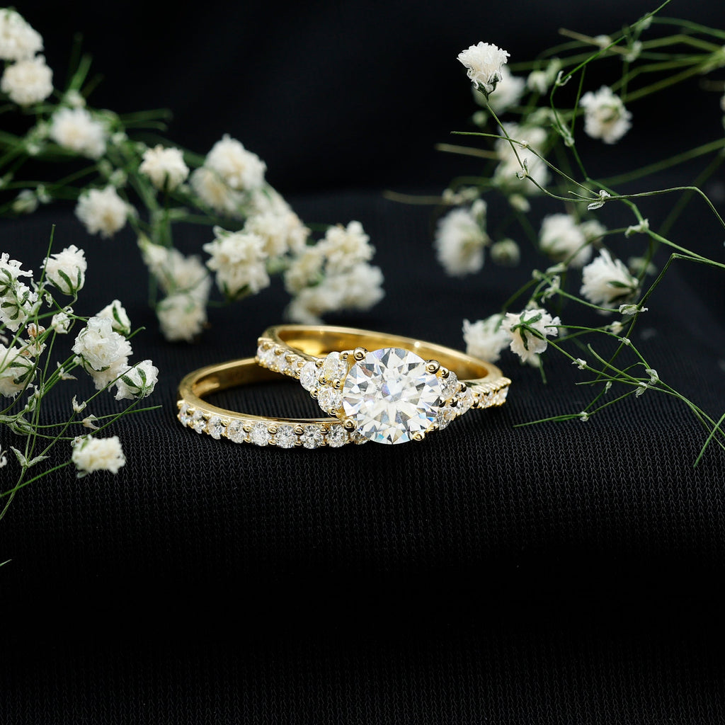 Certified Moissanite 8MM Engagement Ring with Stackable Band