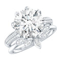 10MM Round Moissanite Flower Engagement Ring With Enhancer