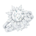 Flower Inspired Moissanite Halo Engagement Ring with Enhancer