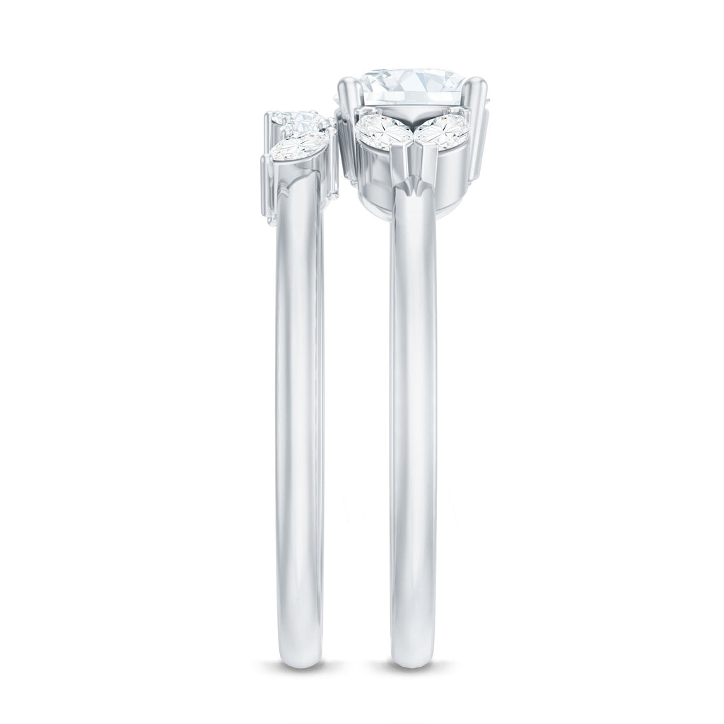 Round Cut Moissanite Bridal Ring Set with Certificate