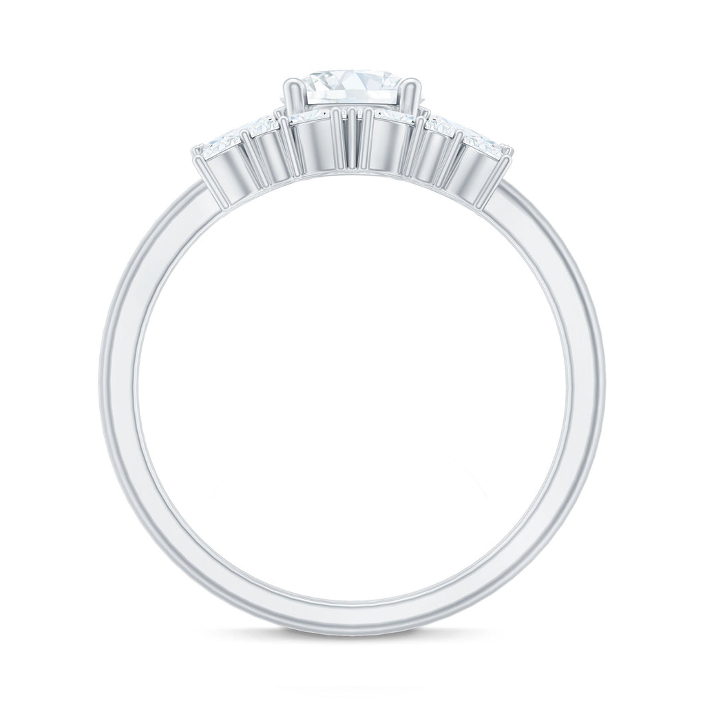 Round Cut Moissanite Bridal Ring Set with Certificate