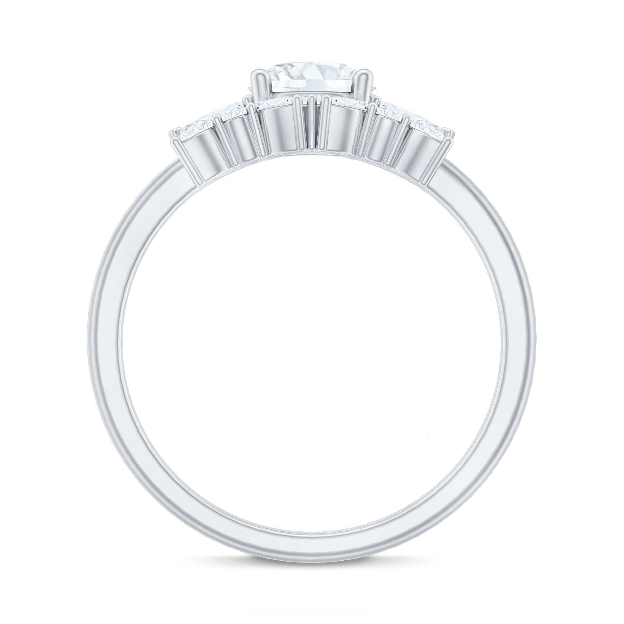 Round Cut Moissanite Bridal Ring Set with Certificate