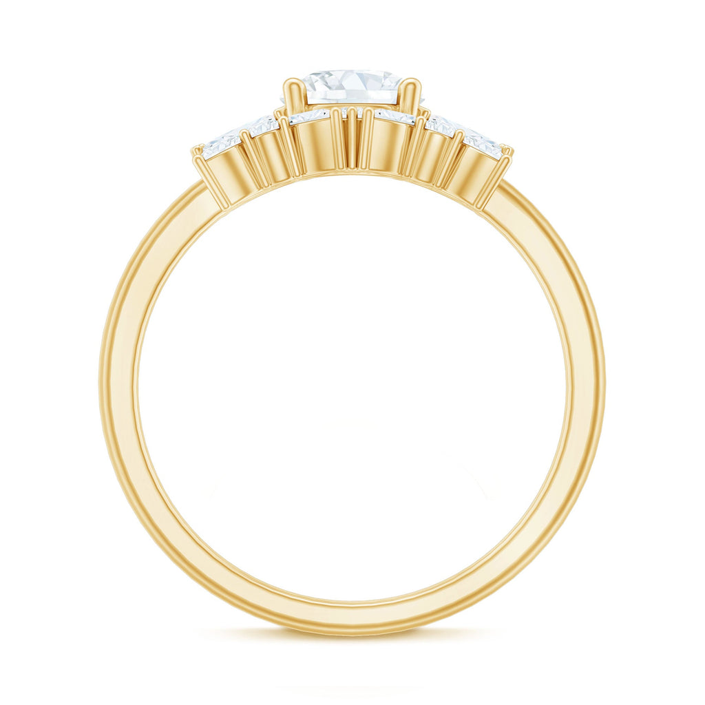 Round Cut Moissanite Bridal Ring Set with Certificate