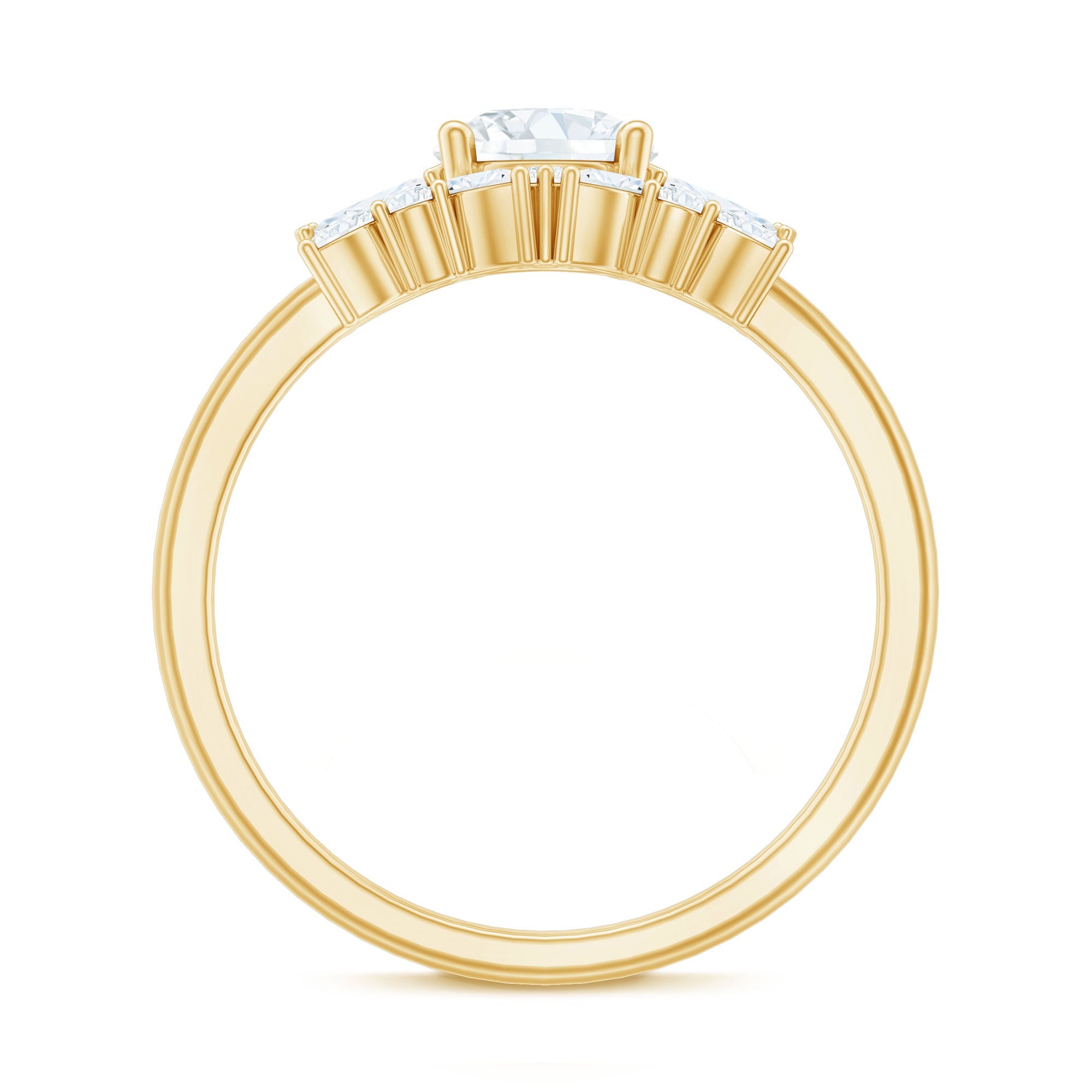 Round Cut Moissanite Bridal Ring Set with Certificate