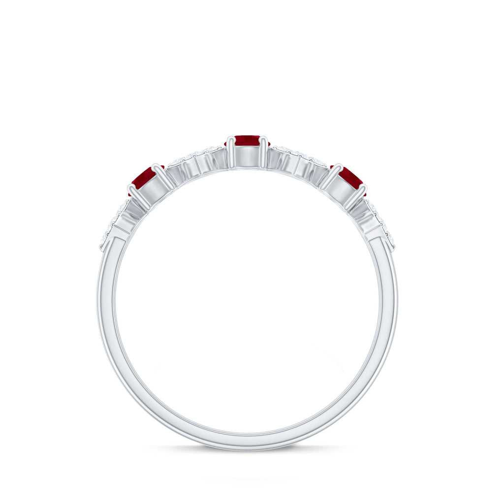 Classic Ruby and Diamond Half Eternity Ring