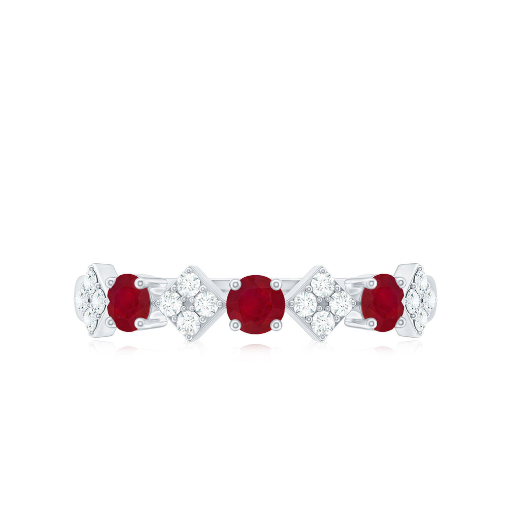 Classic Ruby and Diamond Half Eternity Ring