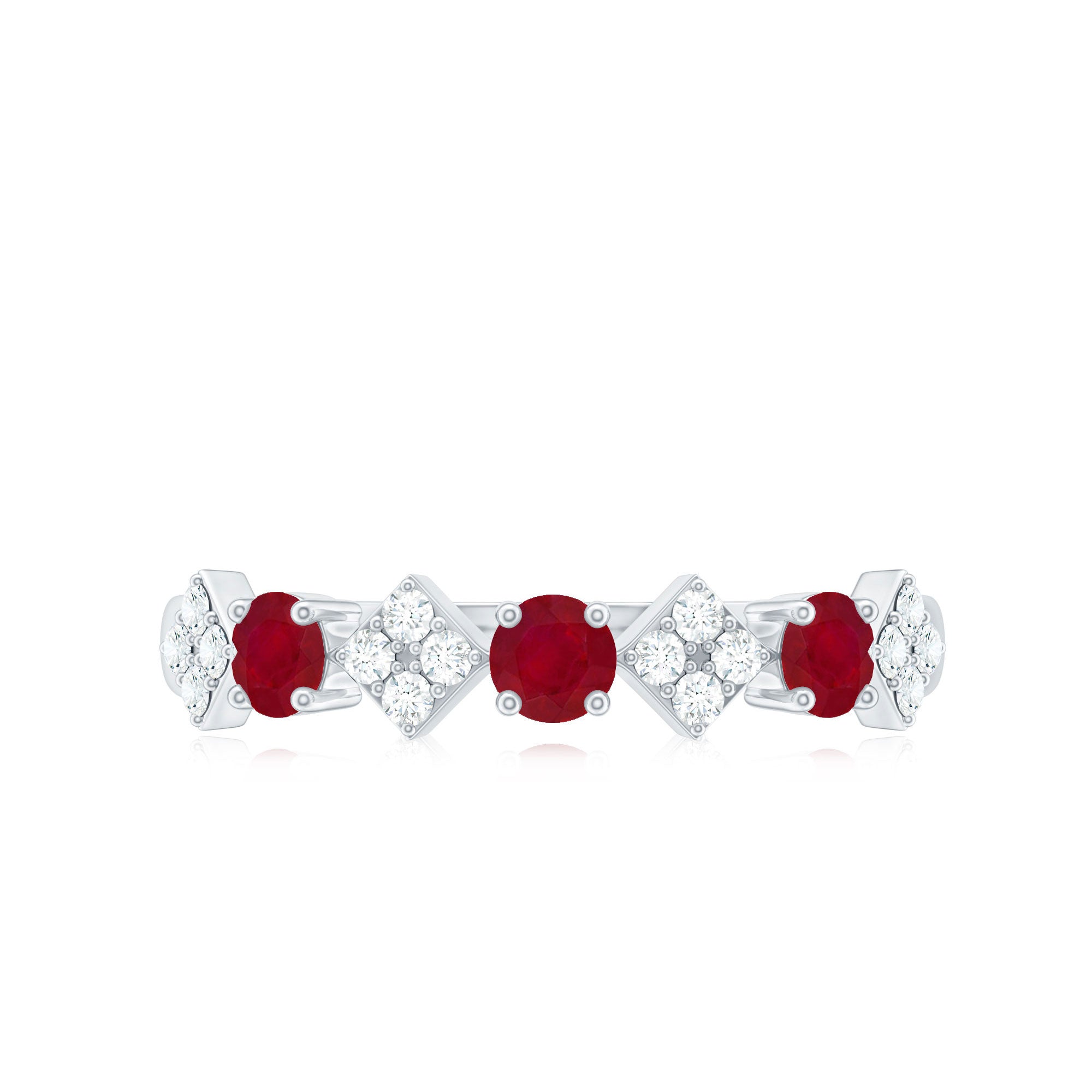 Classic Ruby and Diamond Half Eternity Ring