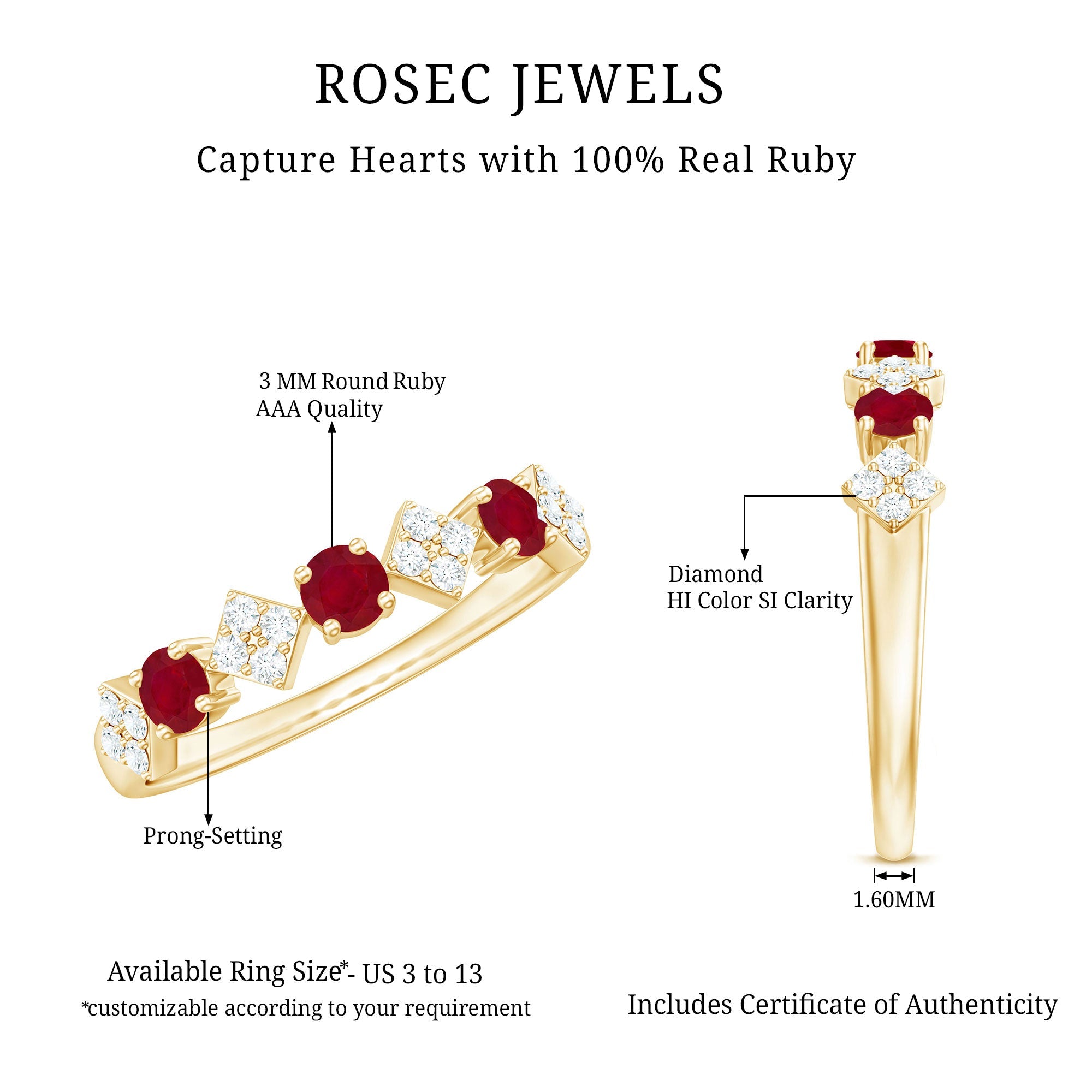 Classic Ruby and Diamond Half Eternity Ring