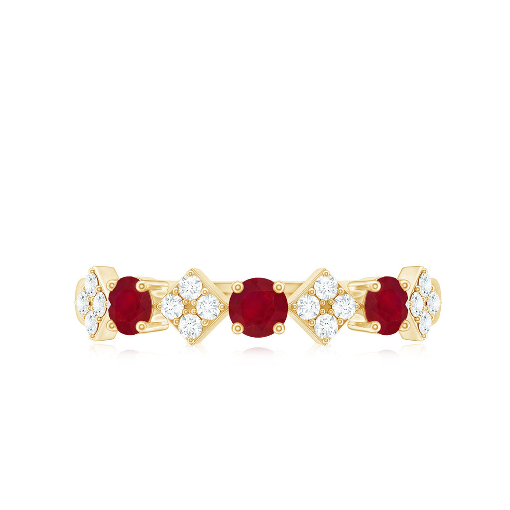 Classic Ruby and Diamond Half Eternity Ring