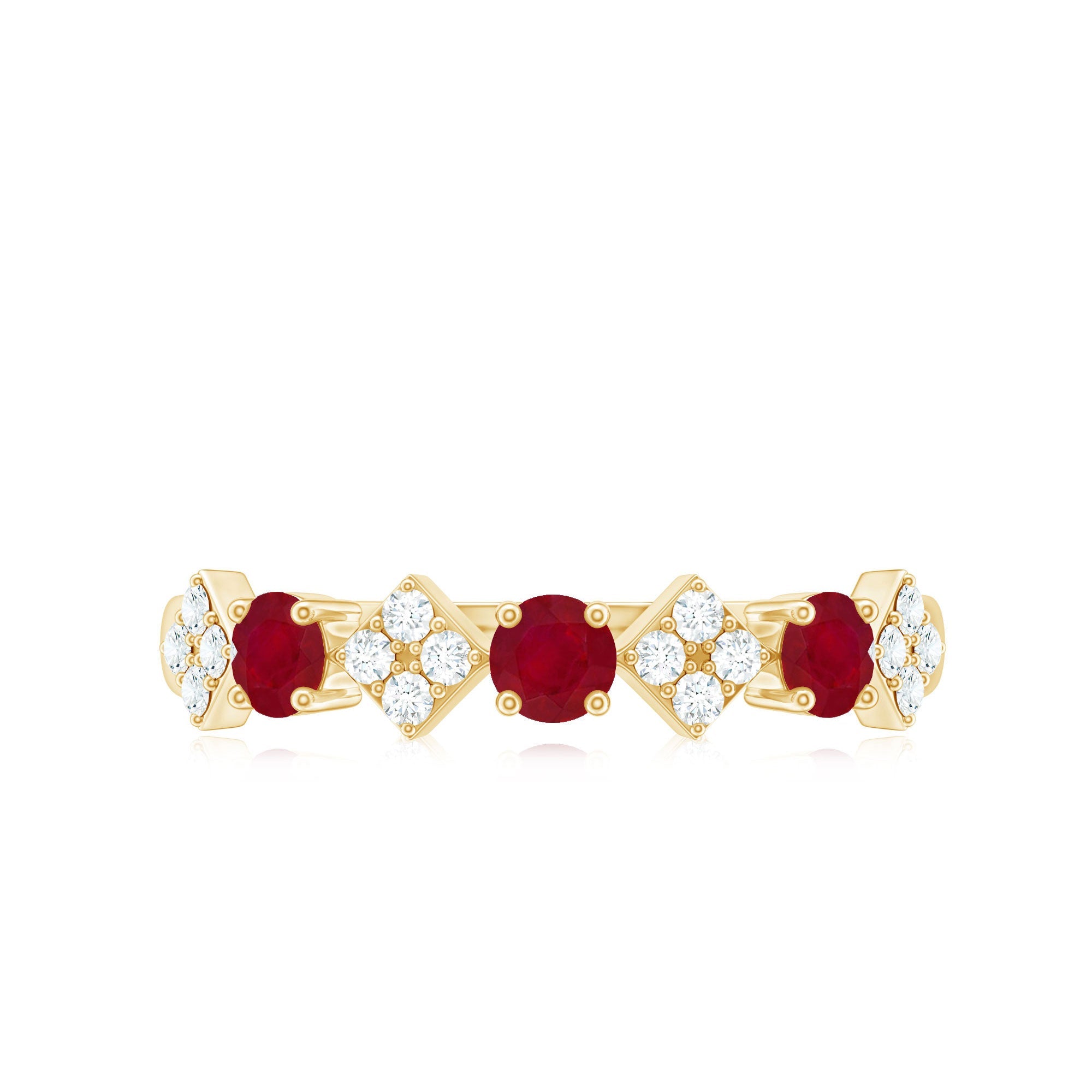 Classic Ruby and Diamond Half Eternity Ring