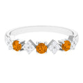 Natural Citrine and Diamond Half Eternity Band Ring in Gold