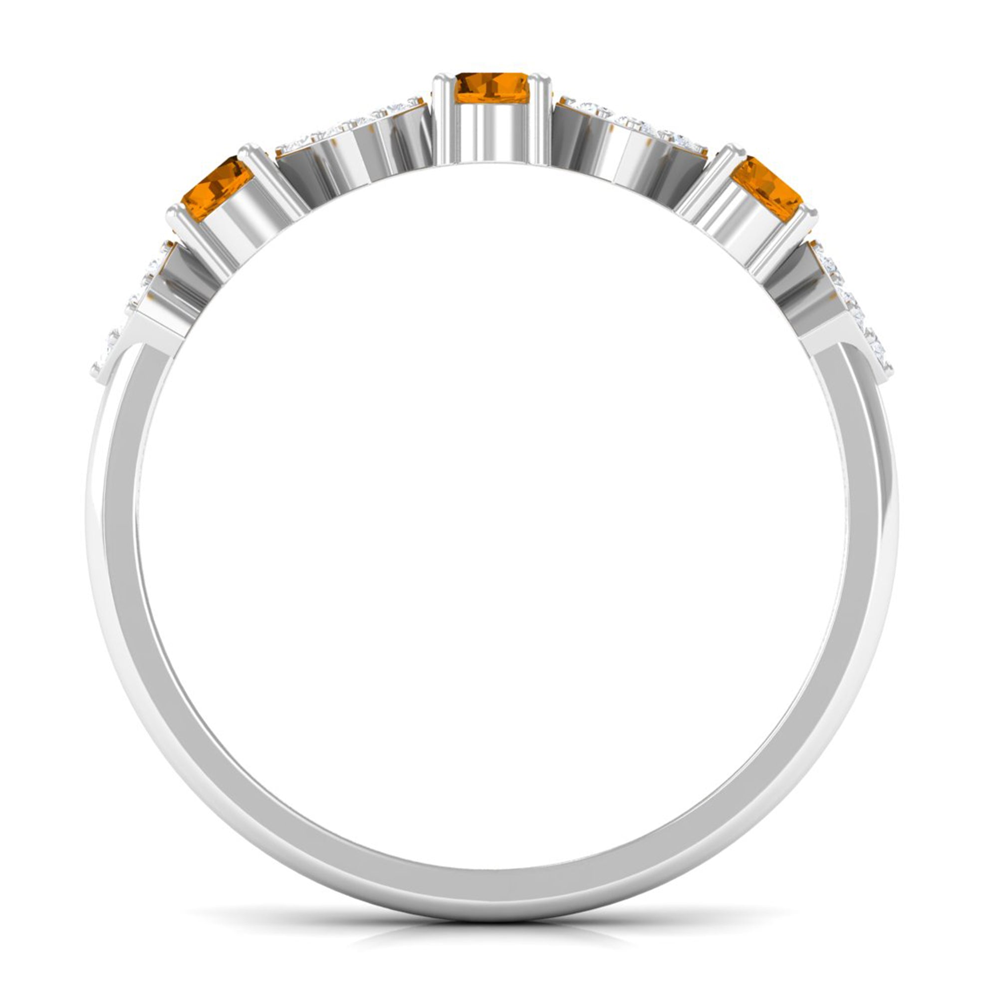 Natural Citrine and Diamond Half Eternity Band Ring in Gold