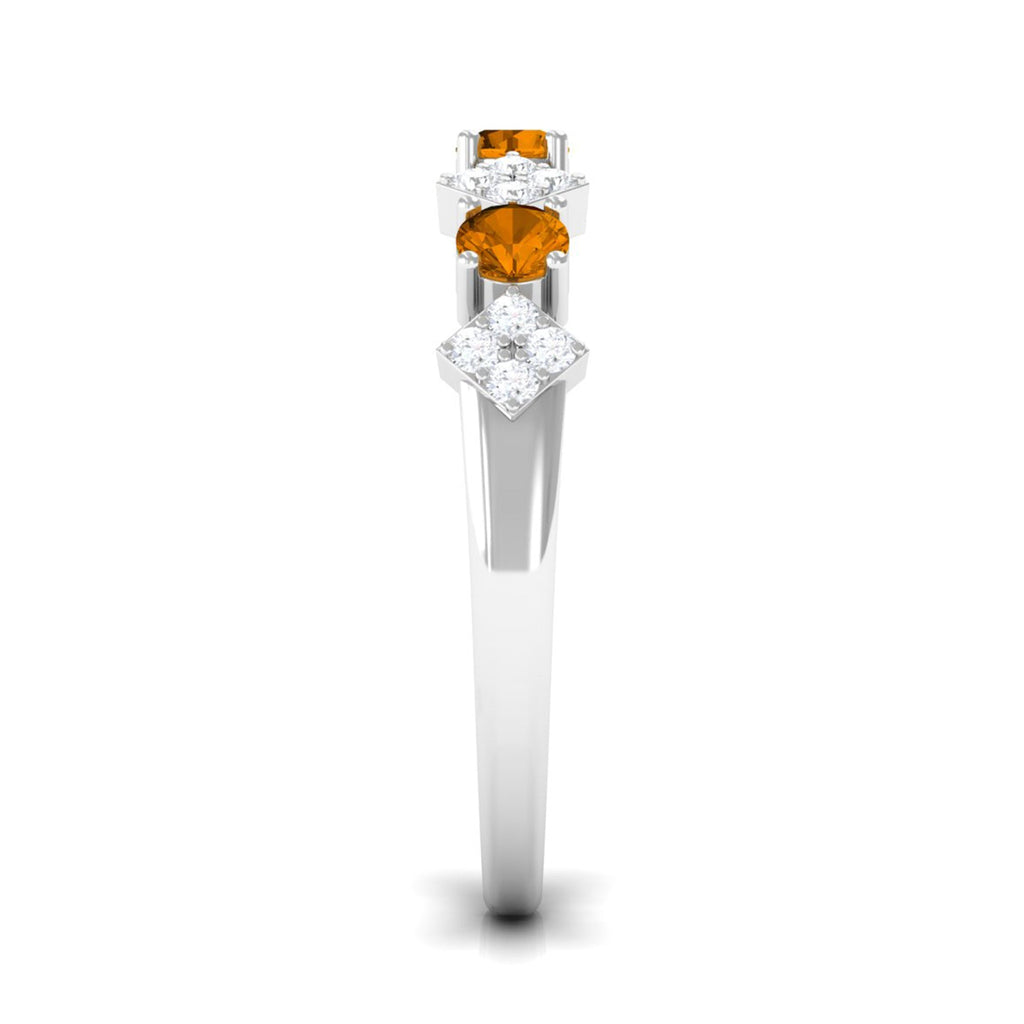 Natural Citrine and Diamond Half Eternity Band Ring in Gold