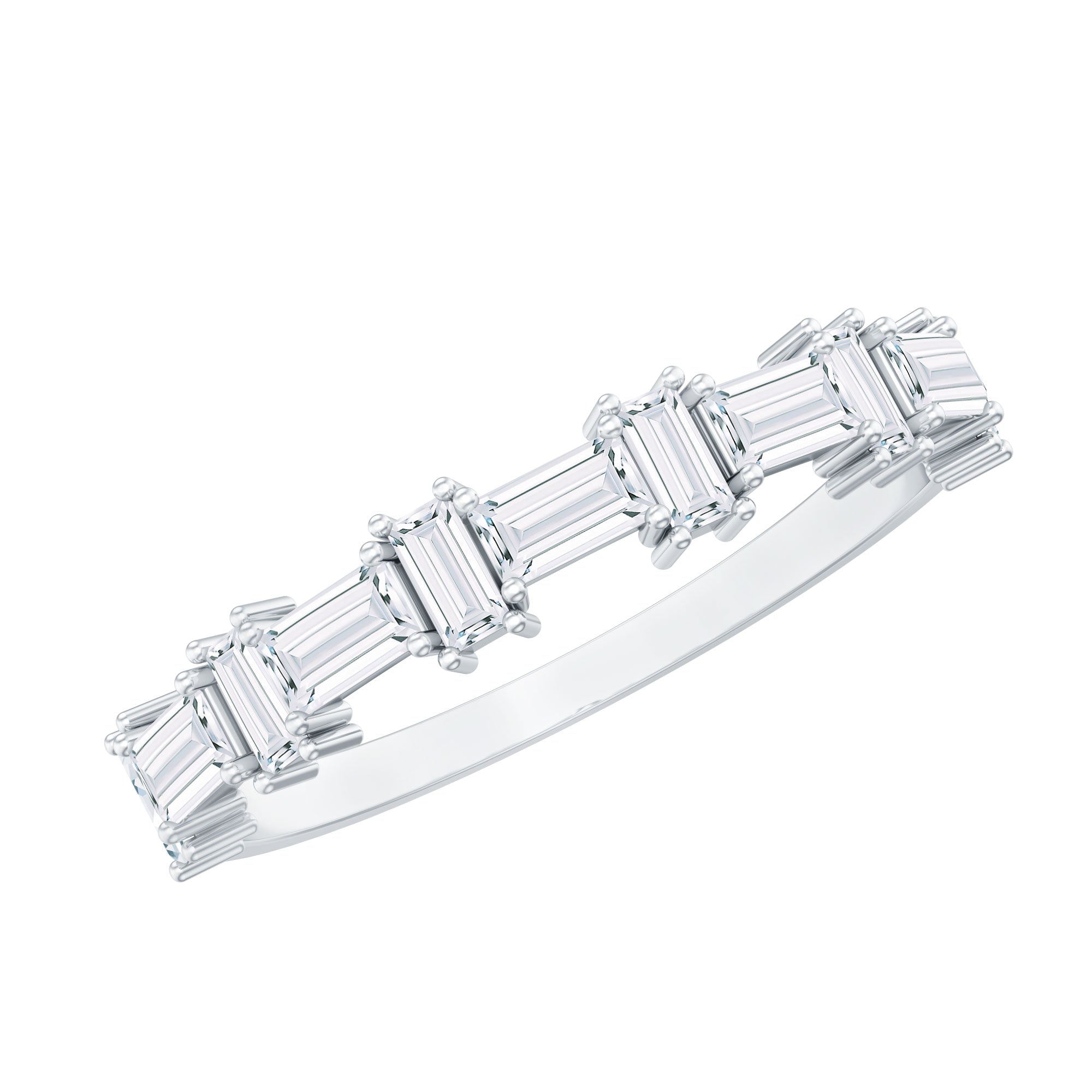Baguette Cut Moissanite Designer Half Eternity Ring