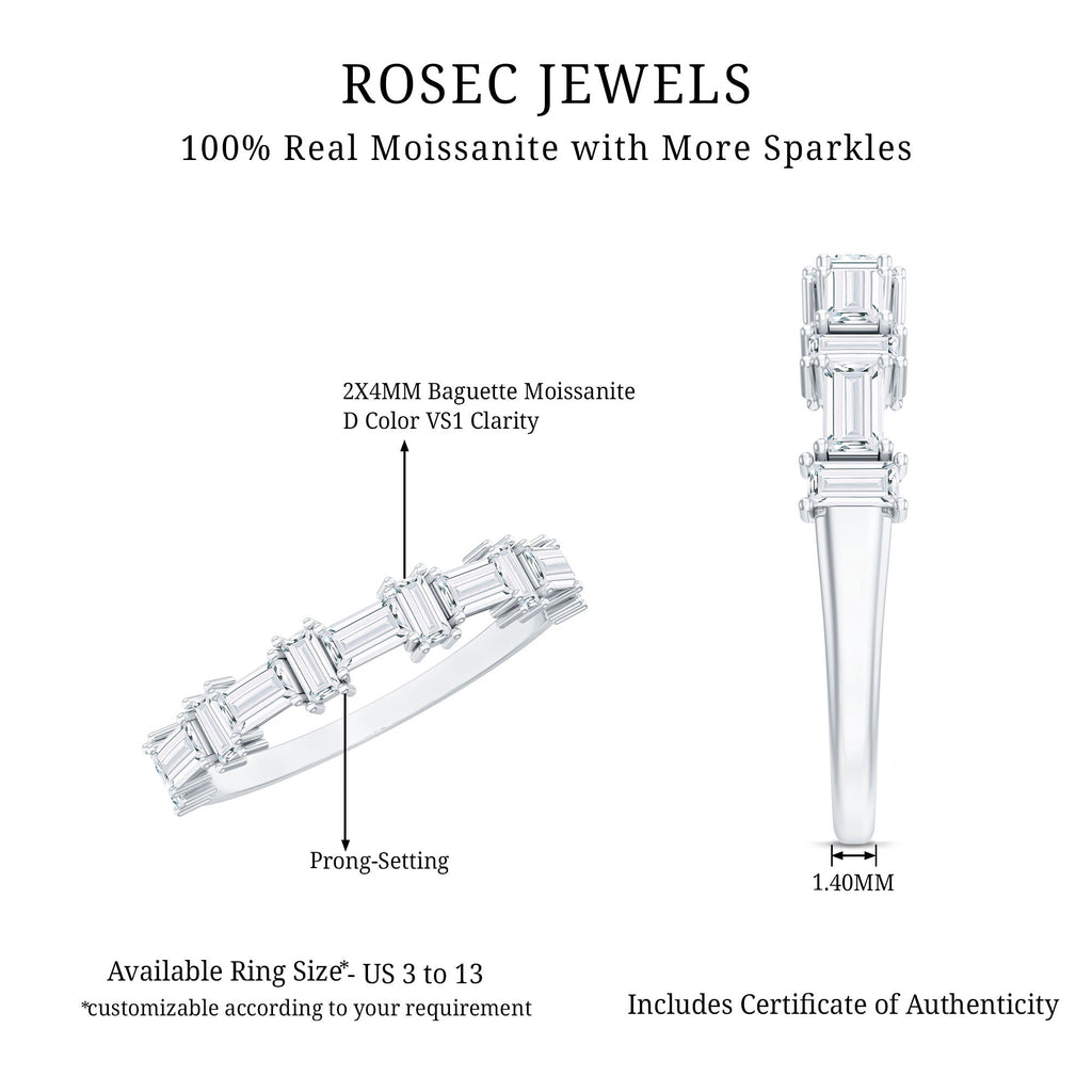Baguette Cut Moissanite Designer Half Eternity Ring