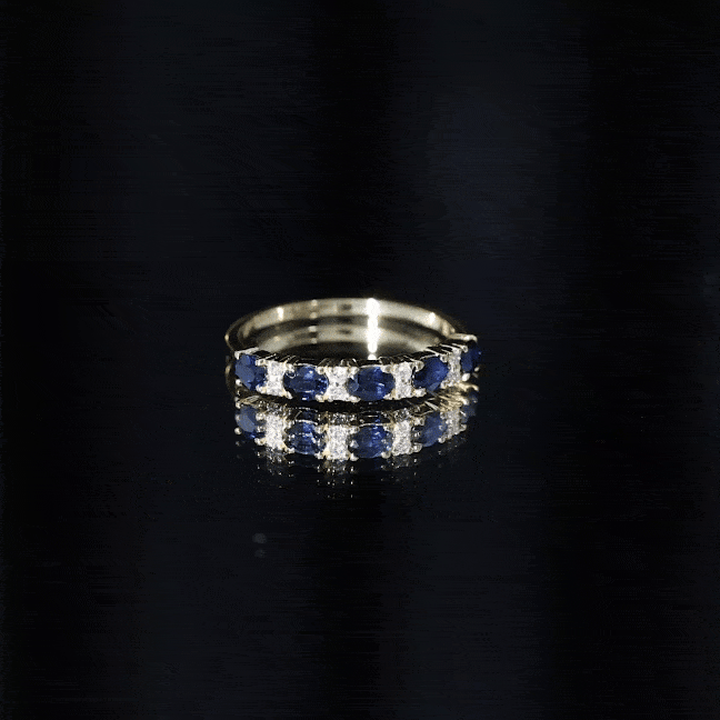 Certified Blue Sapphire and Diamond Eternity Band