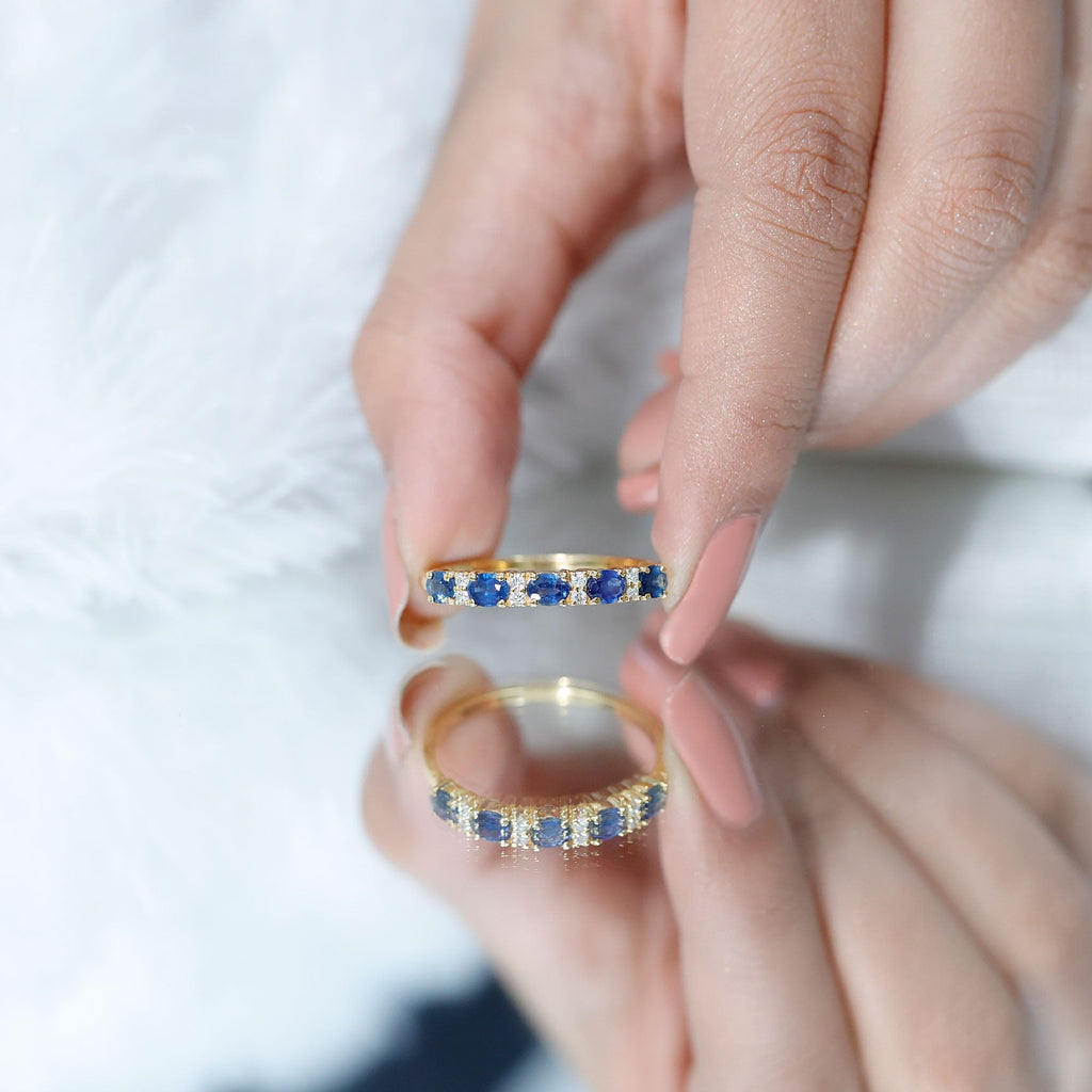 Certified Blue Sapphire and Diamond Eternity Band