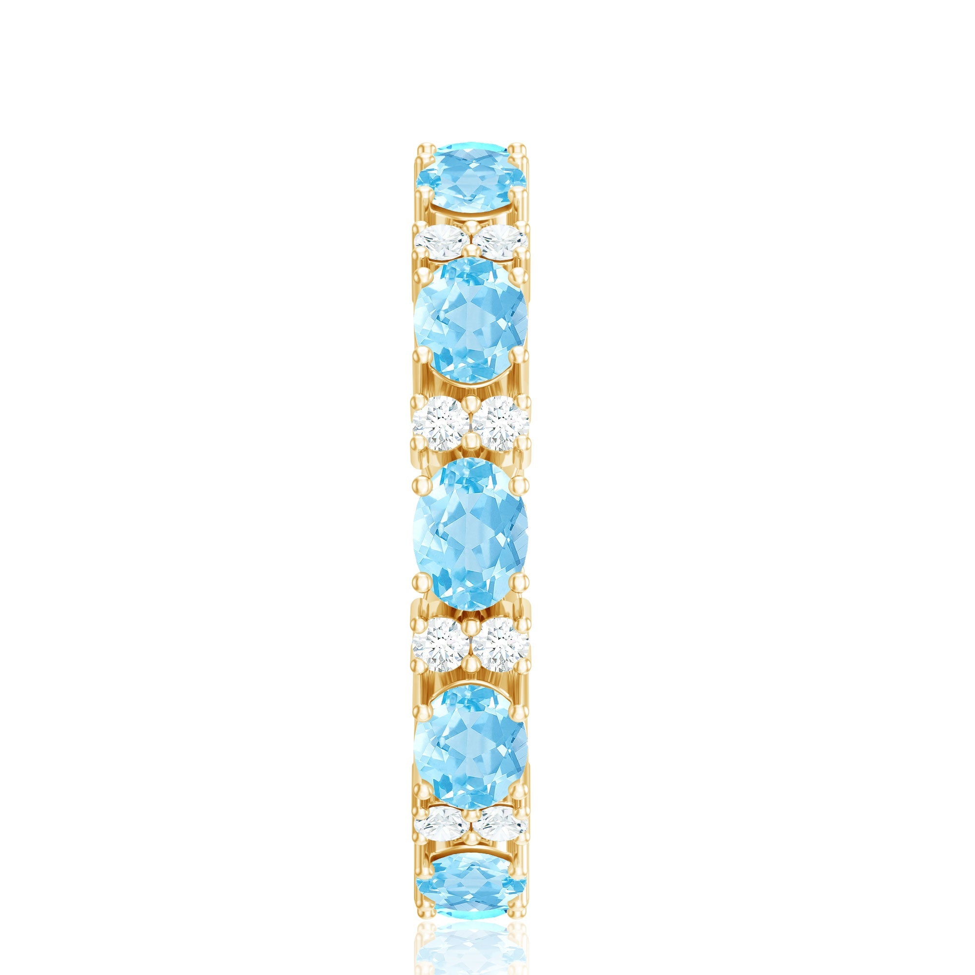 Natural Aquamarine Diamond Eternity Wedding Band in East West Style