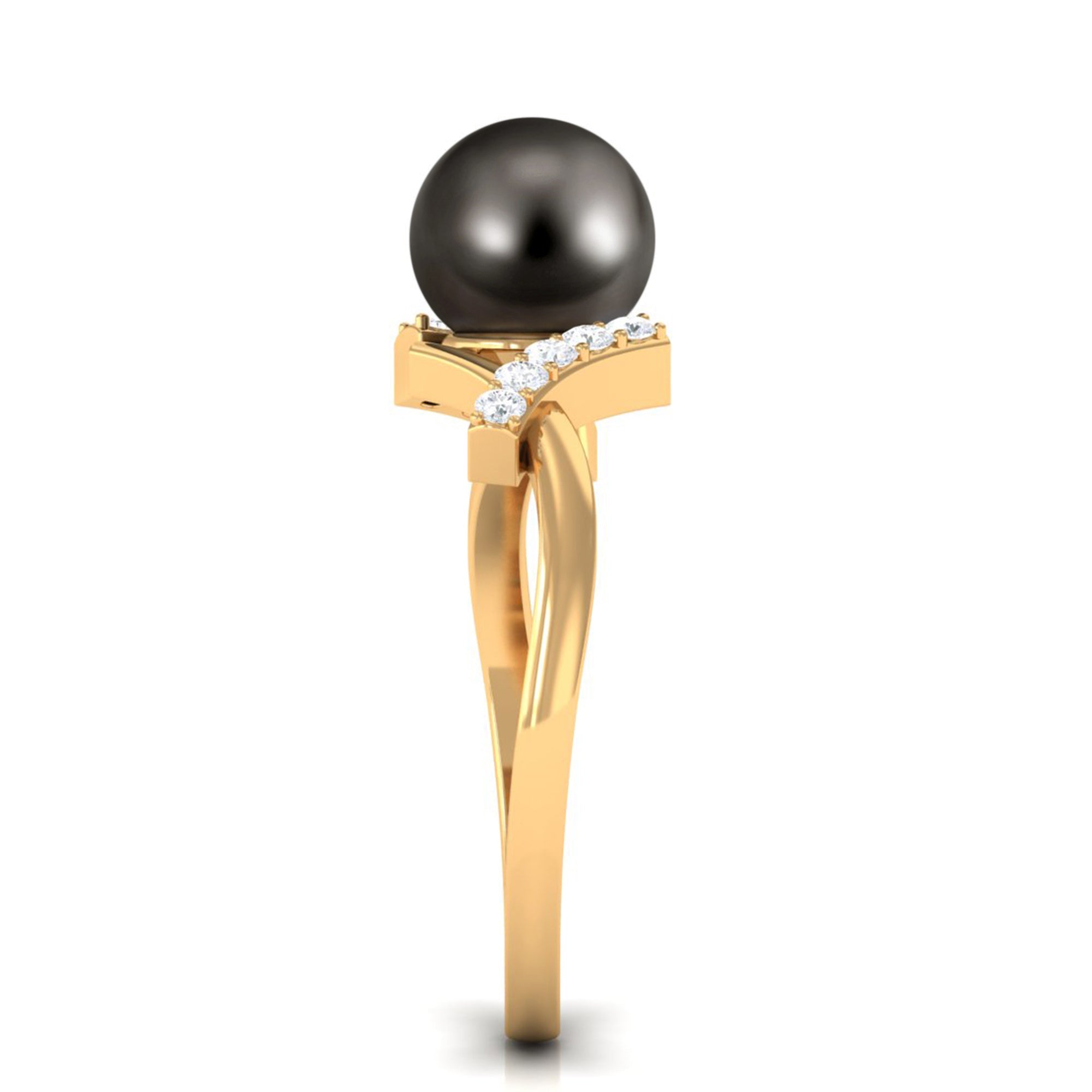 Tahitian Pearl Solitaire Ring with Diamond Accent