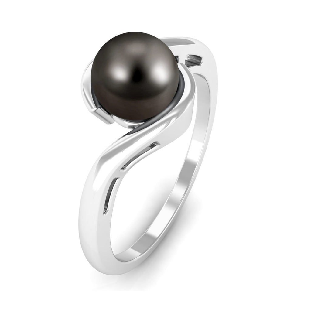 2.50 CT Certified Tahitian Pearl Solitaire Bypass Ring in Gold