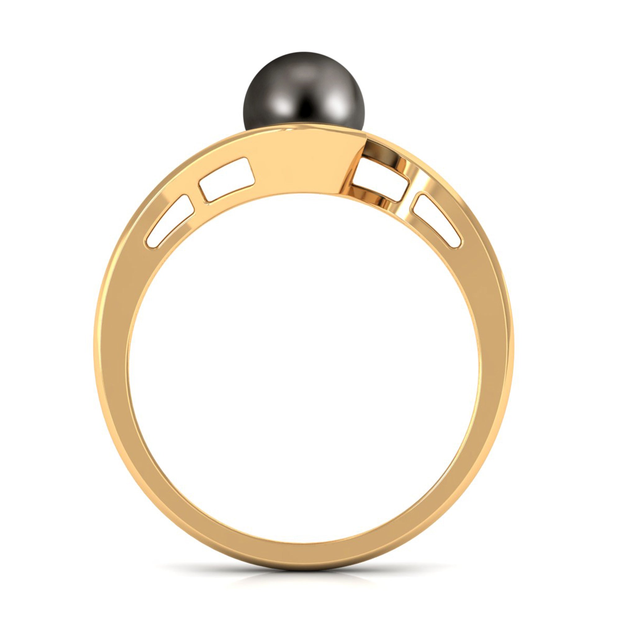 2.50 CT Certified Tahitian Pearl Solitaire Bypass Ring in Gold