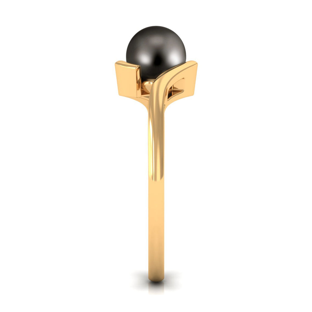 2.50 CT Certified Tahitian Pearl Solitaire Bypass Ring in Gold