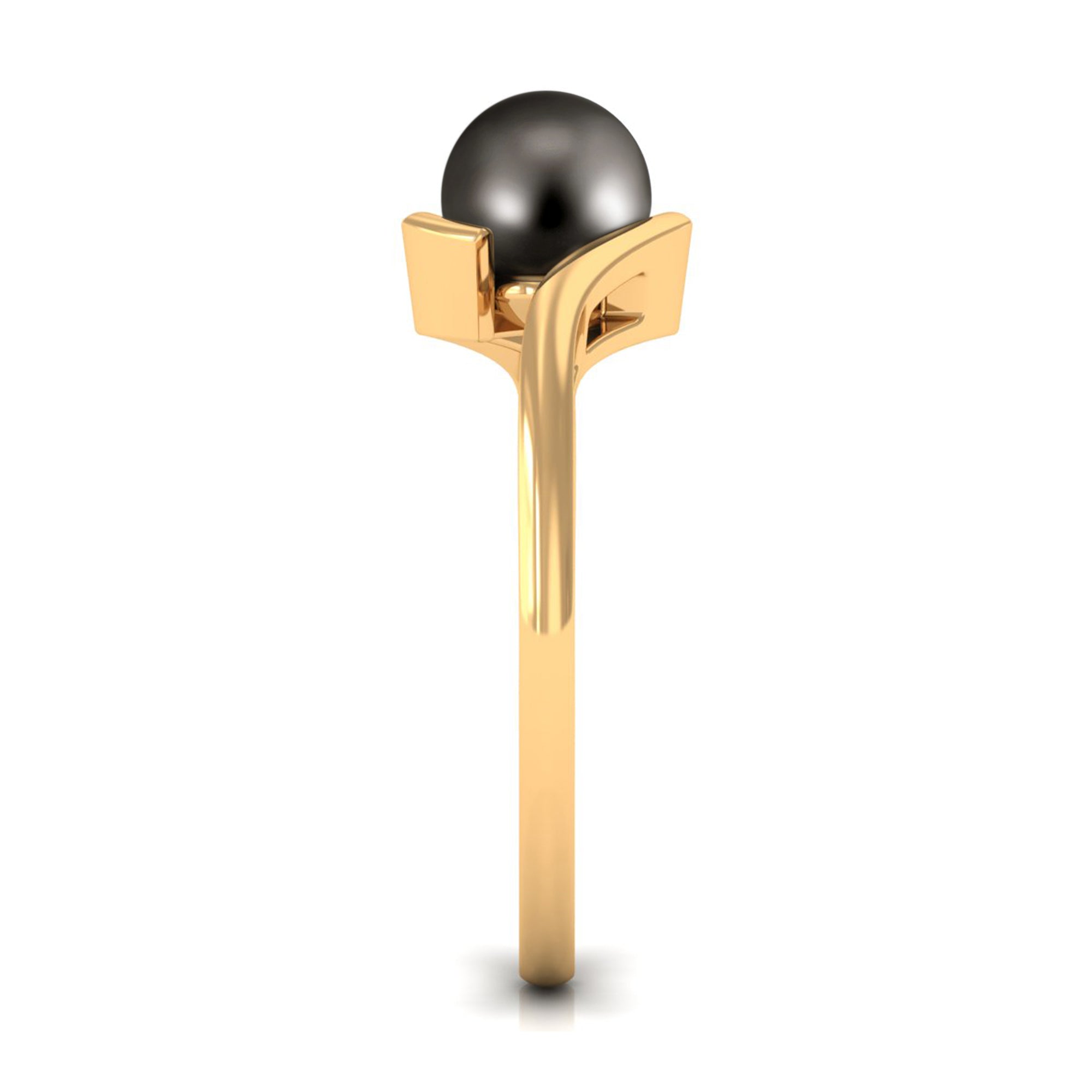 2.50 CT Certified Tahitian Pearl Solitaire Bypass Ring in Gold