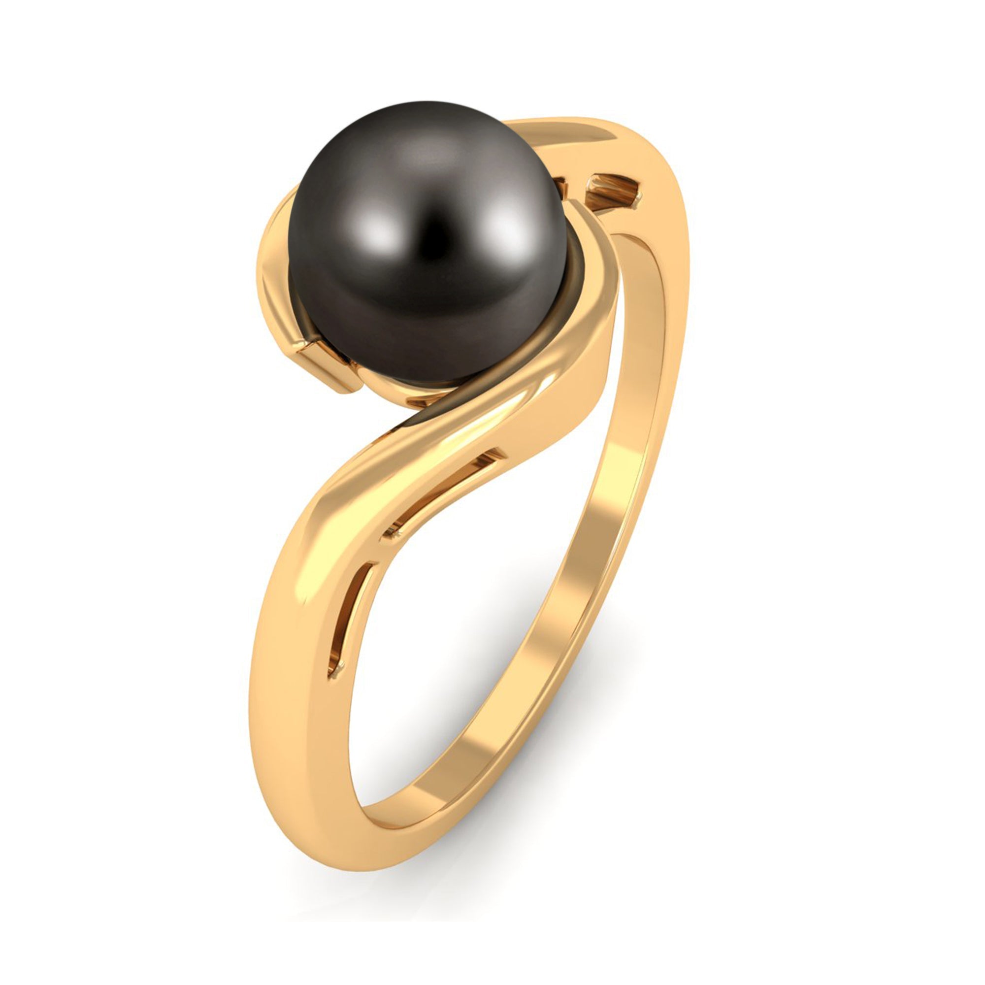 2.50 CT Certified Tahitian Pearl Solitaire Bypass Ring in Gold
