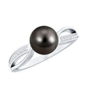7.25 CT Solitaire Tahitian Pearl Engagement Ring with Diamond