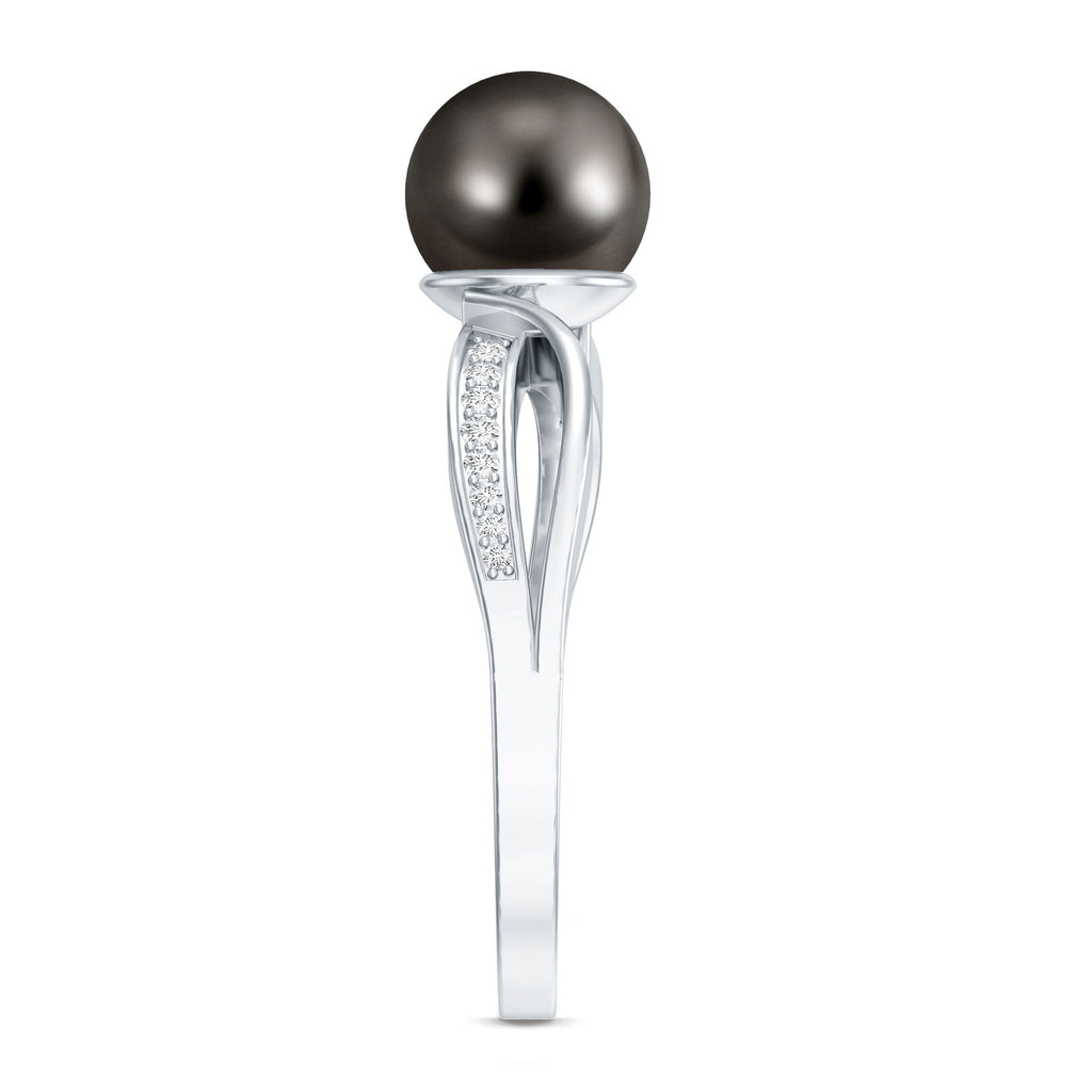 7.25 CT Solitaire Tahitian Pearl Engagement Ring with Diamond