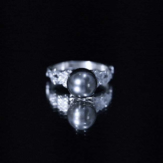 2.50 CT Black Tahitian Pearl Flower Engagement Ring with Diamond
