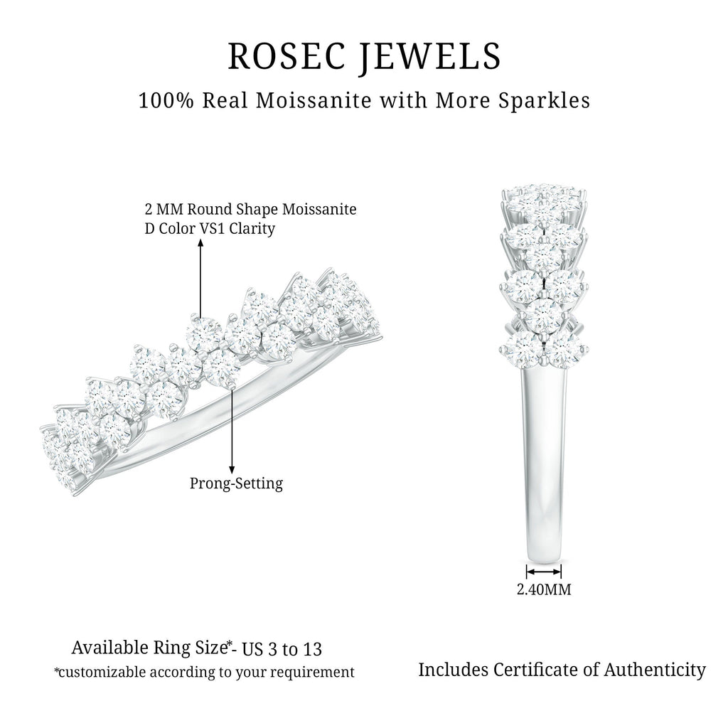 Round Moissanite Cluster Eternity Wedding Band