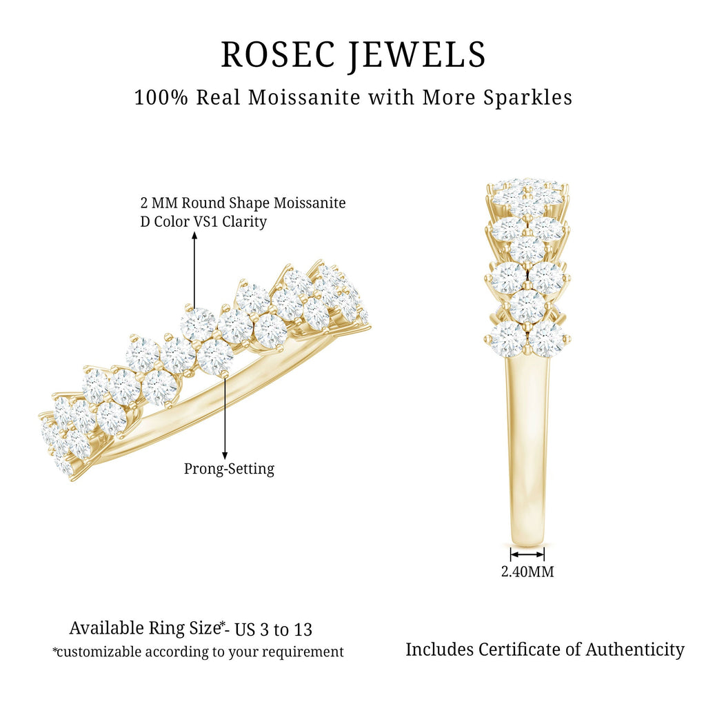 Round Moissanite Cluster Eternity Wedding Band
