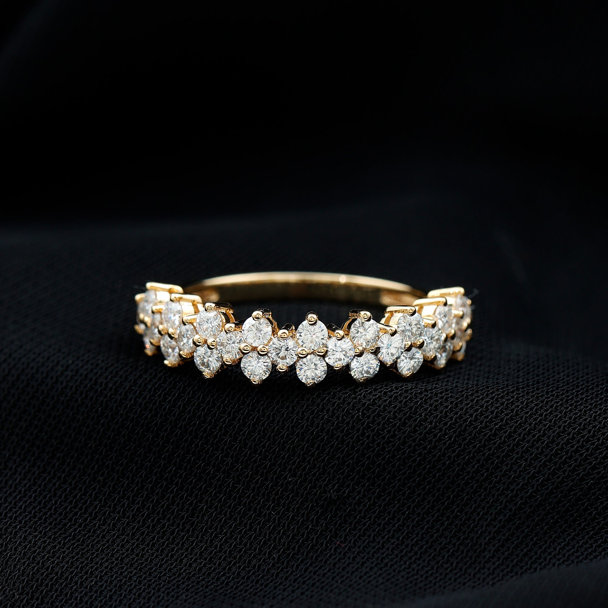 Round Moissanite Cluster Eternity Wedding Band