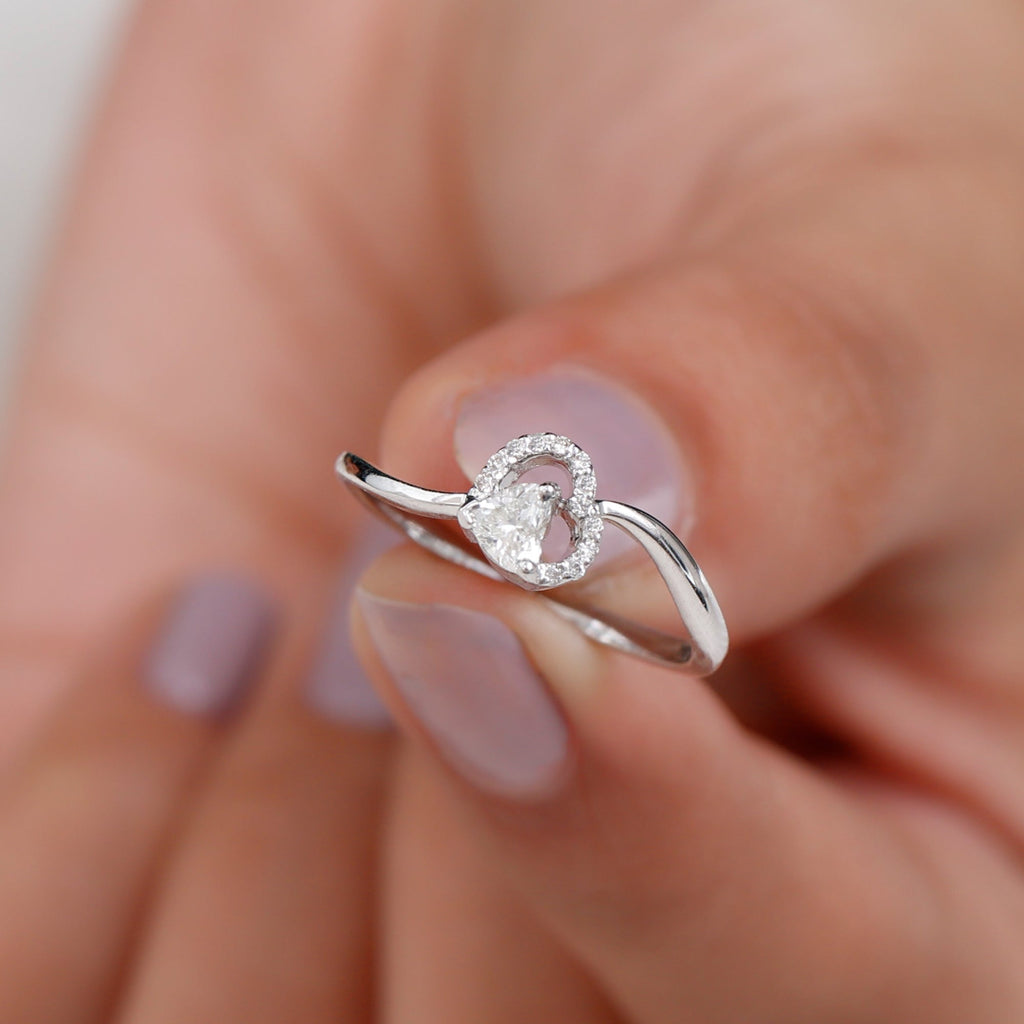 Certified Moissanite Heart Promise Ring for Her