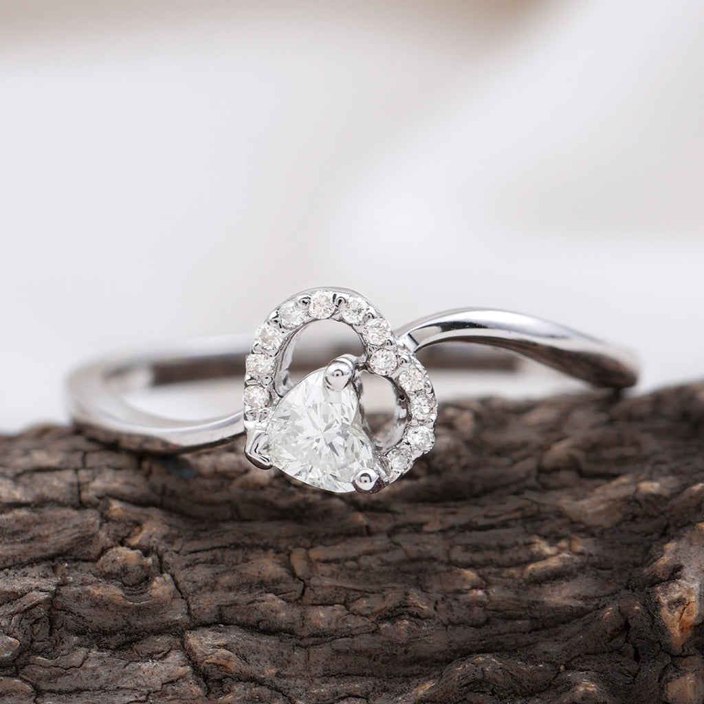 Certified Moissanite Heart Promise Ring for Her