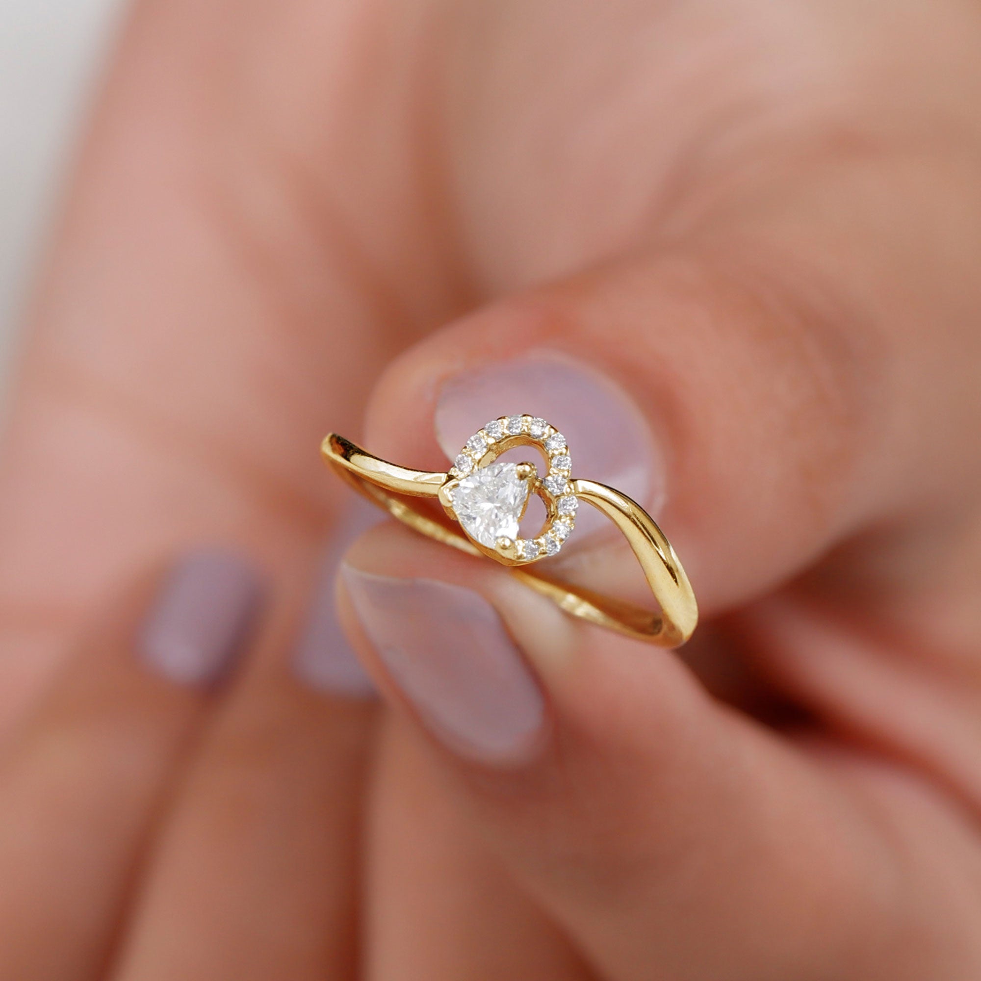 Certified Moissanite Heart Promise Ring for Her