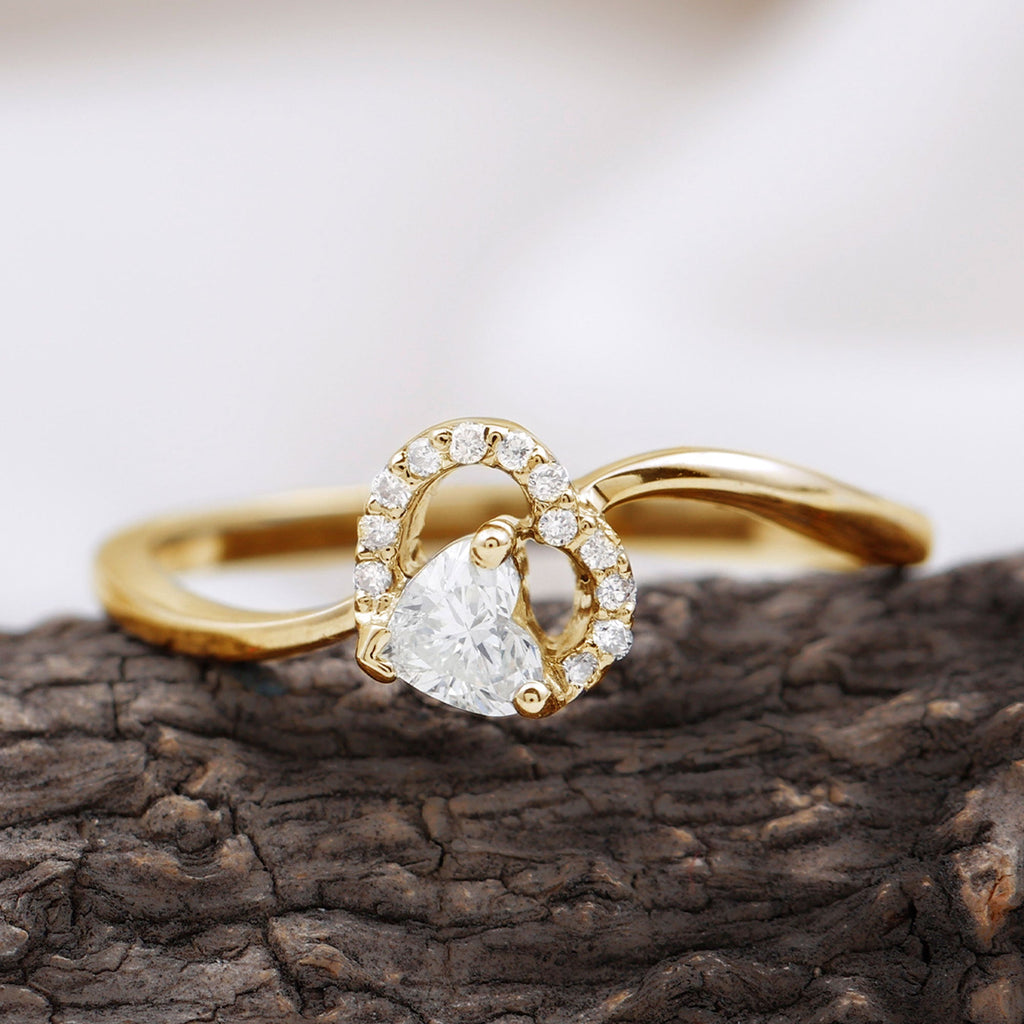 Certified Moissanite Heart Promise Ring for Her